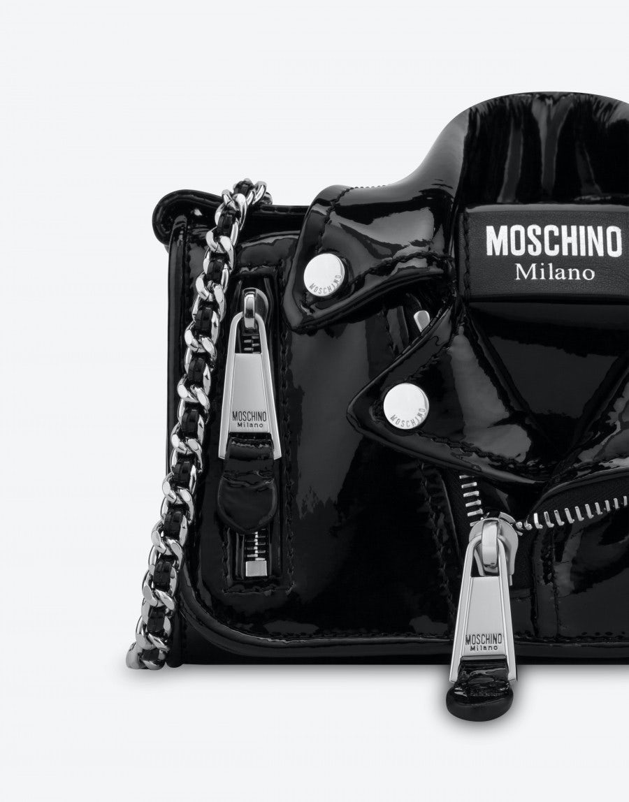 SMALL PATENT LEATHER BIKER BAG - 4