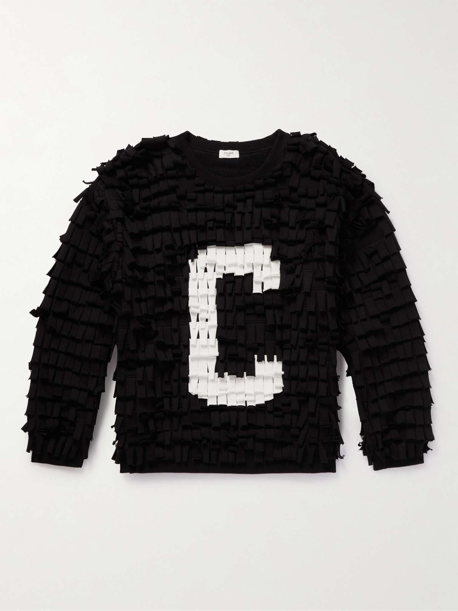 Fringed Logo-Print Cotton-Blend Sweater - 1