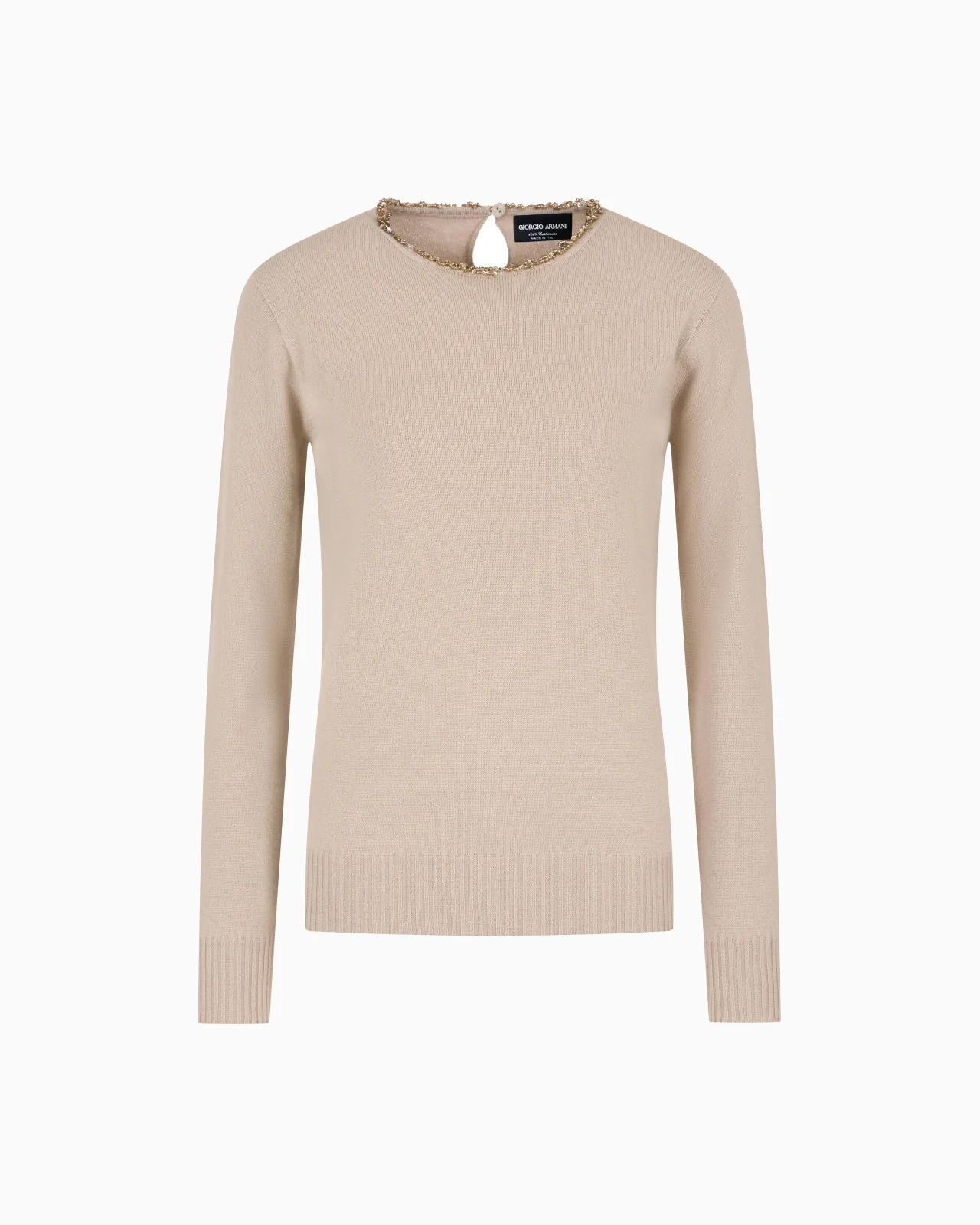 CASHMERE CREW-NECK JUMPER WITH EMBROIDERY - 1