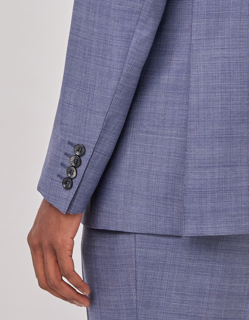LIGHT BLUE DENIM-EFFECT WOOL REGULAR-FIT SUIT 5