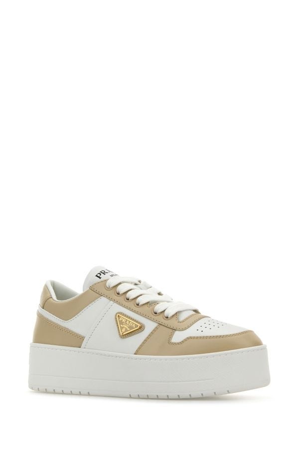 Prada Woman Two-Tone Leather Downtown Sneakers - 2