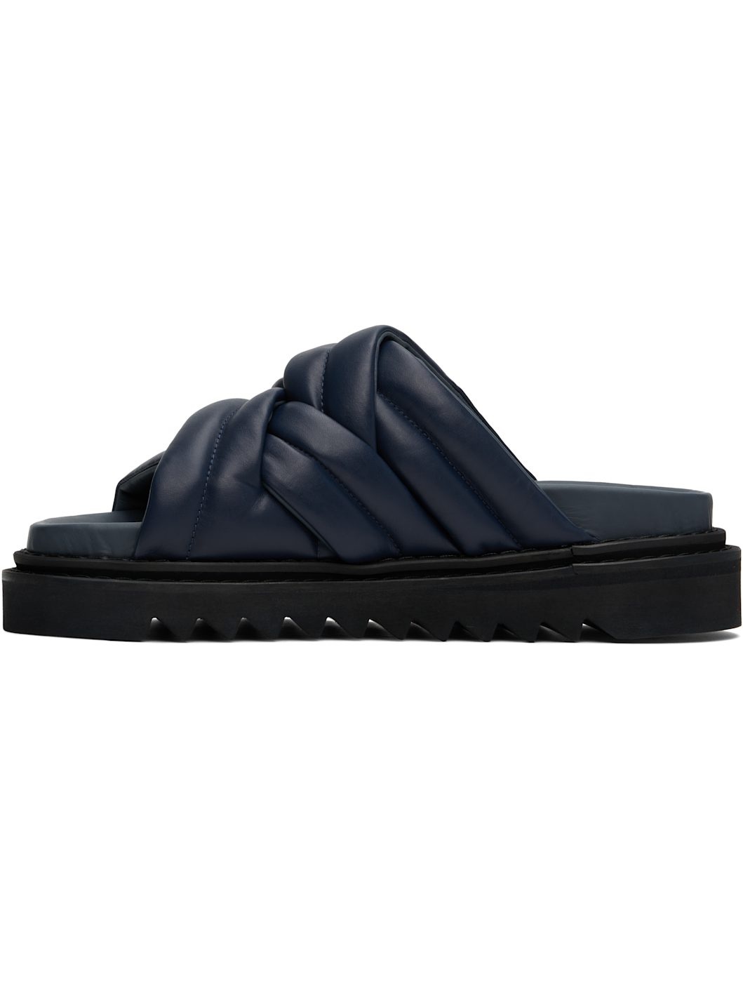 Navy Padded Leather Sandals - 3