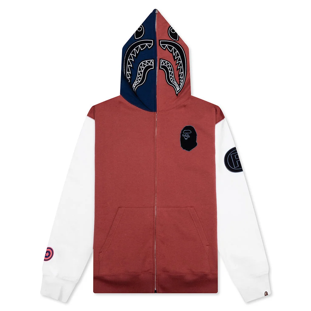 SHARK FULL ZIP HOODIE FRANCE - BURGUNDY - 1