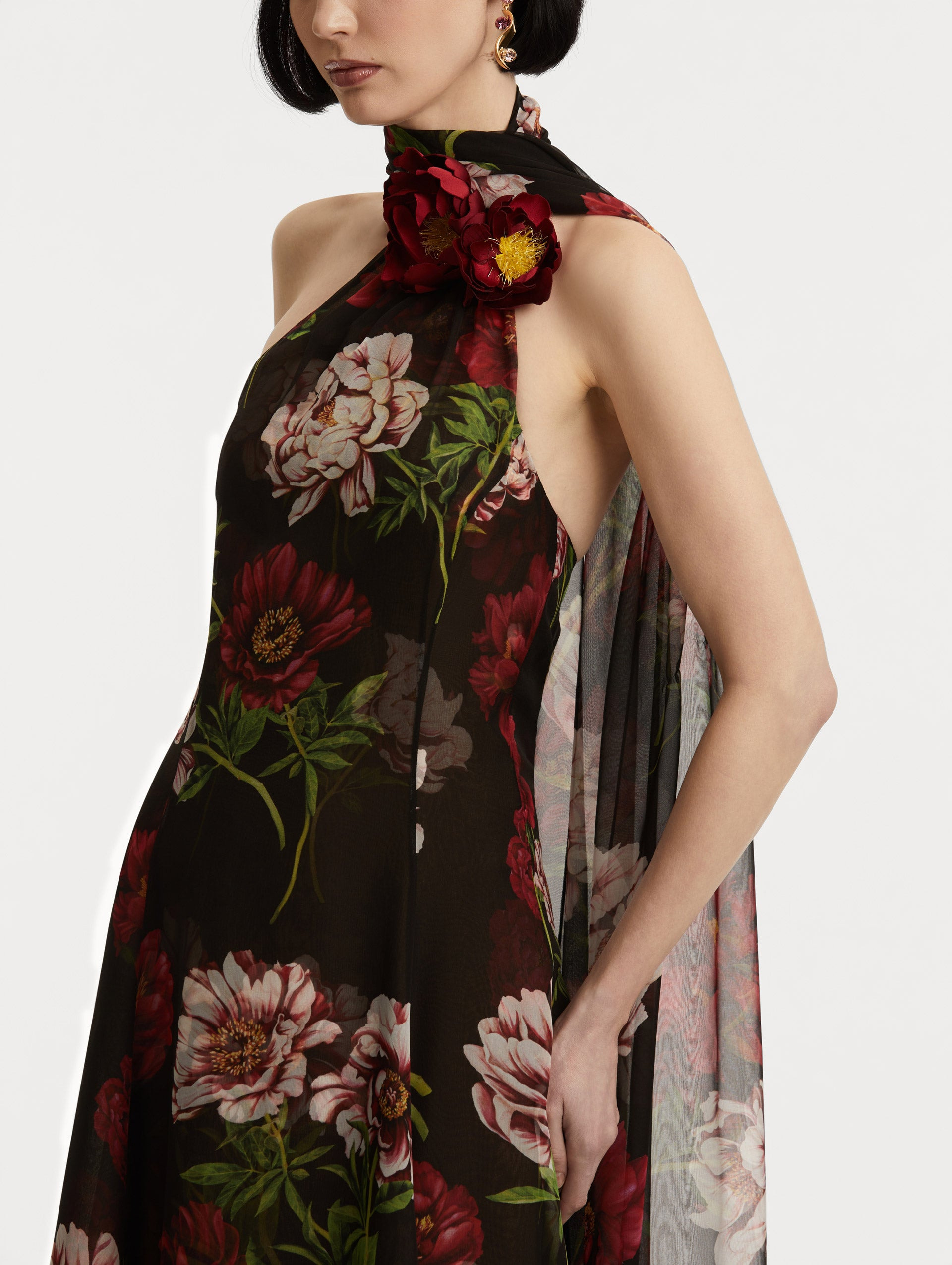 PEONY SILK CHIFFON GOWN - 5