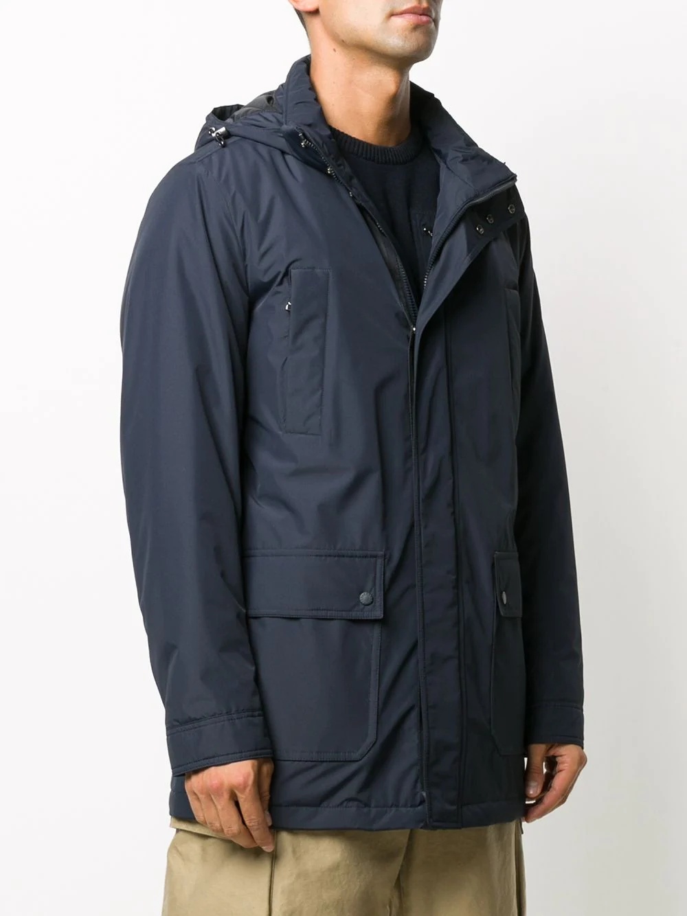 hooded mid-length parka - 3