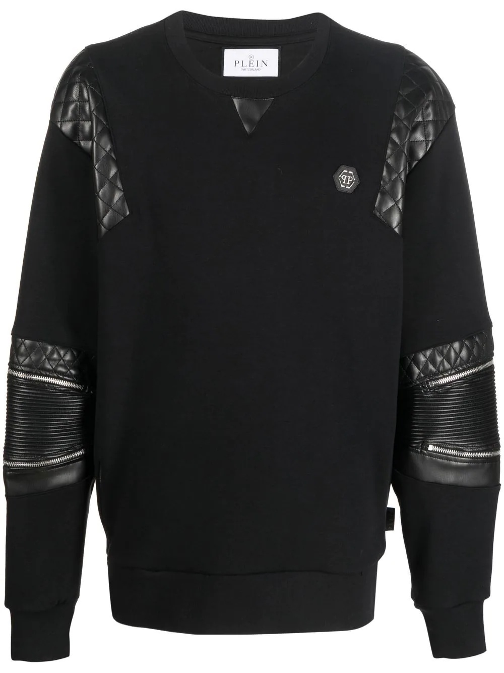 diamond-quilt panelled sweatshirt - 1