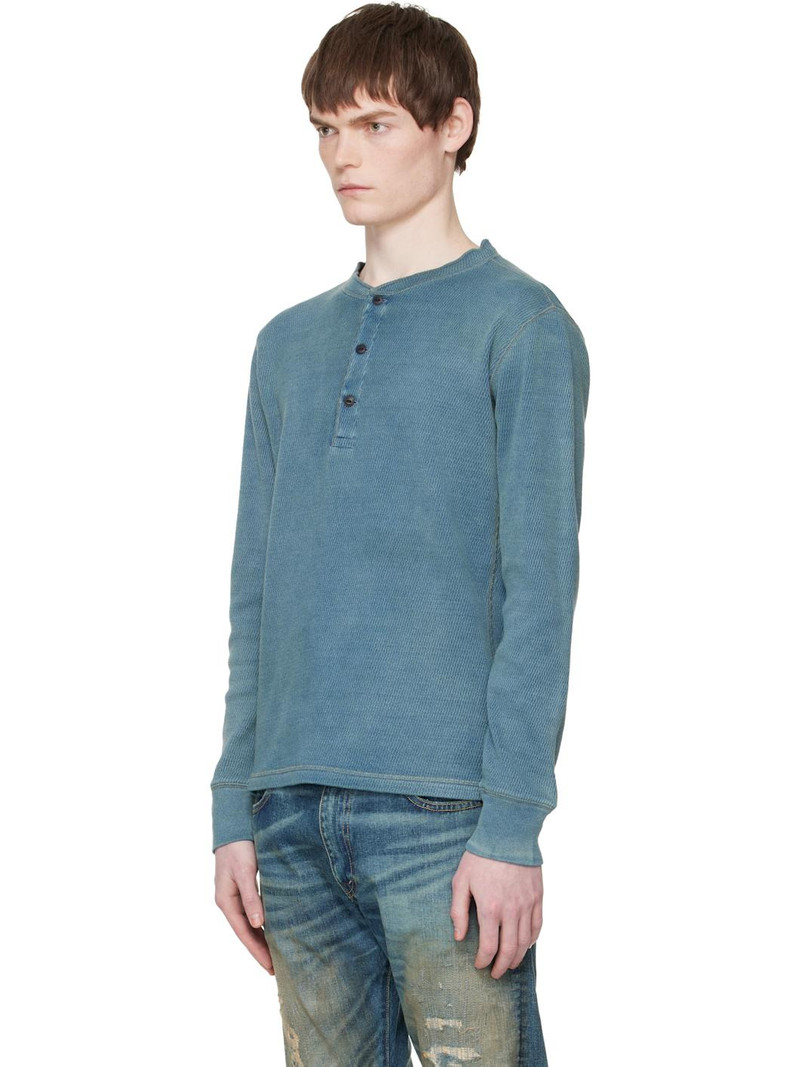 RRL by Ralph Lauren Blue Jacquard-Knit Henley outlook
