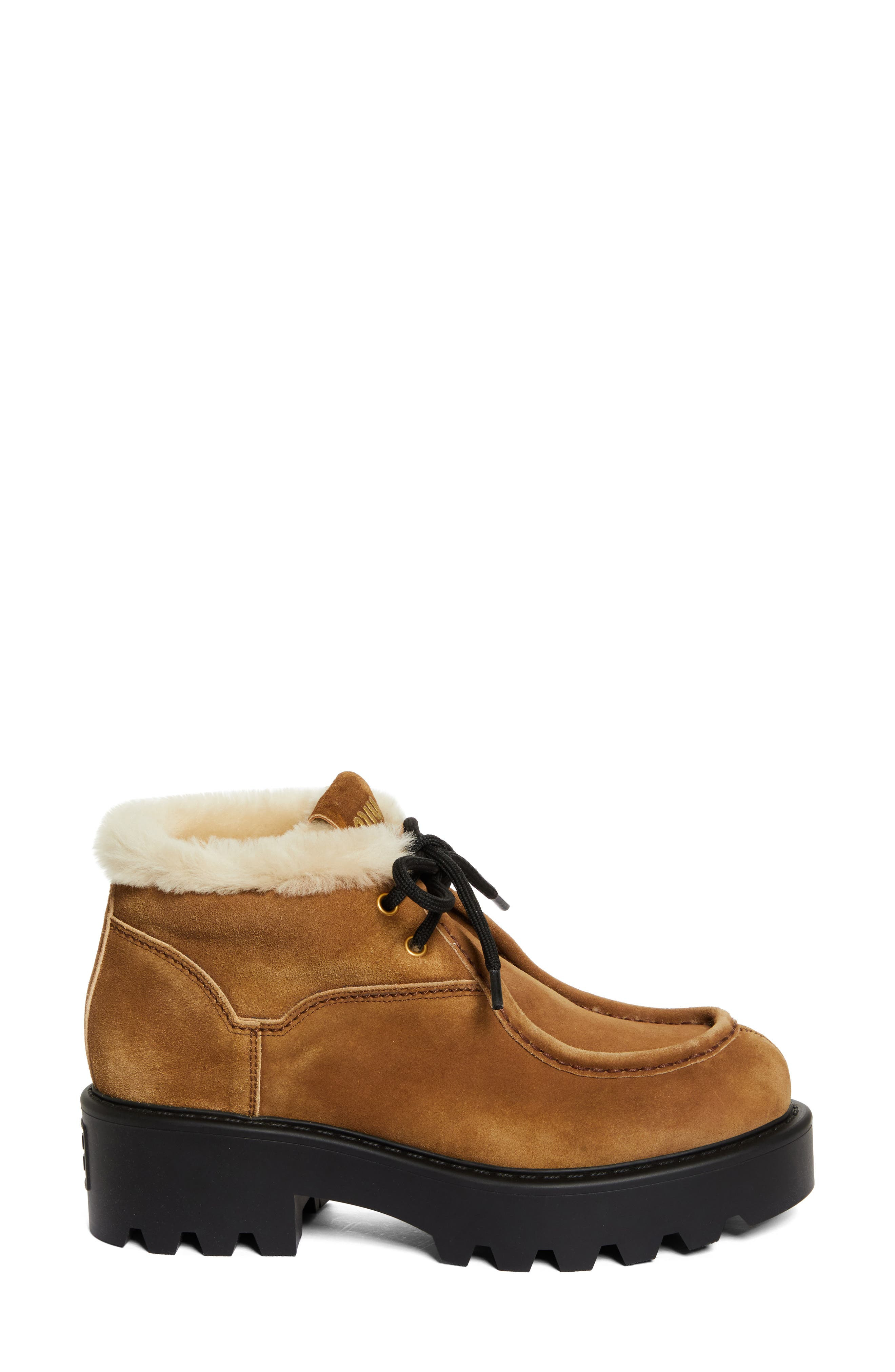 Miu Miu Boyfriend Genuine Shearling Lined Chukka Boot in Cannella at Nordstrom - 3