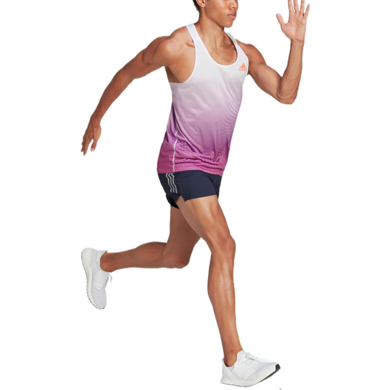 adidas Men's adidas Logo Reflective Logo Round Neck Running Sports Purple Vest HK9512 outlook