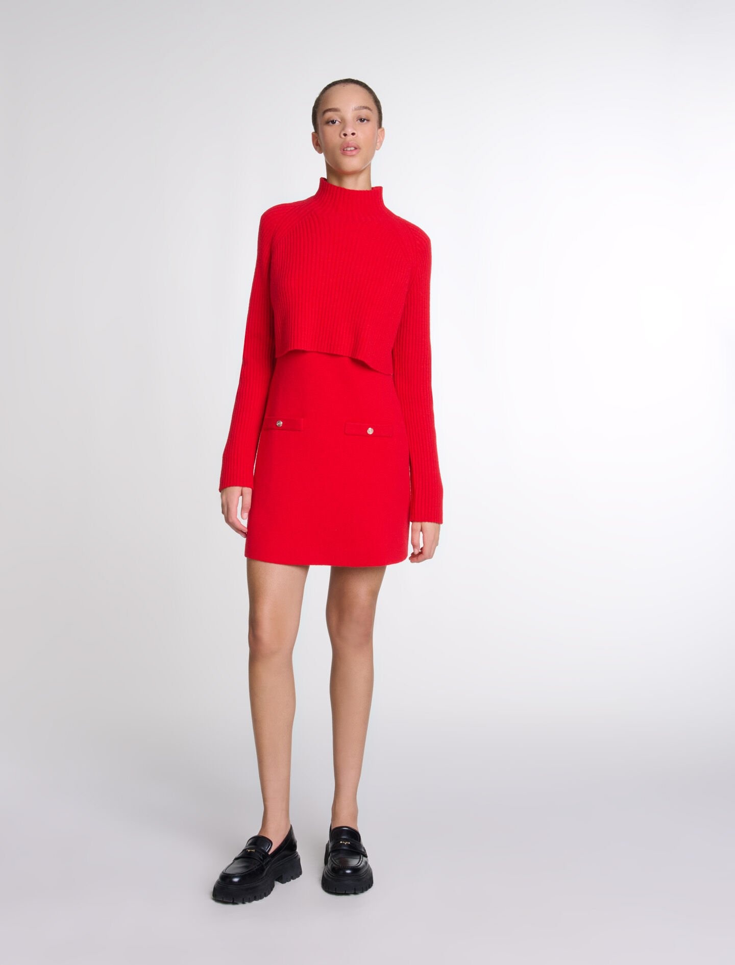 Knit 2-in-1 short dress - 2