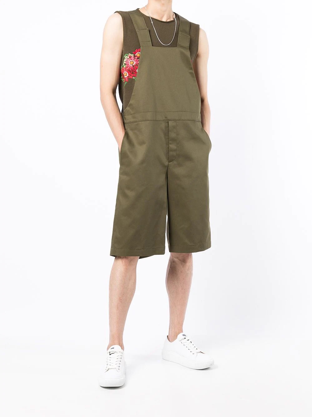 cotton cropped dungaree one-piece - 2