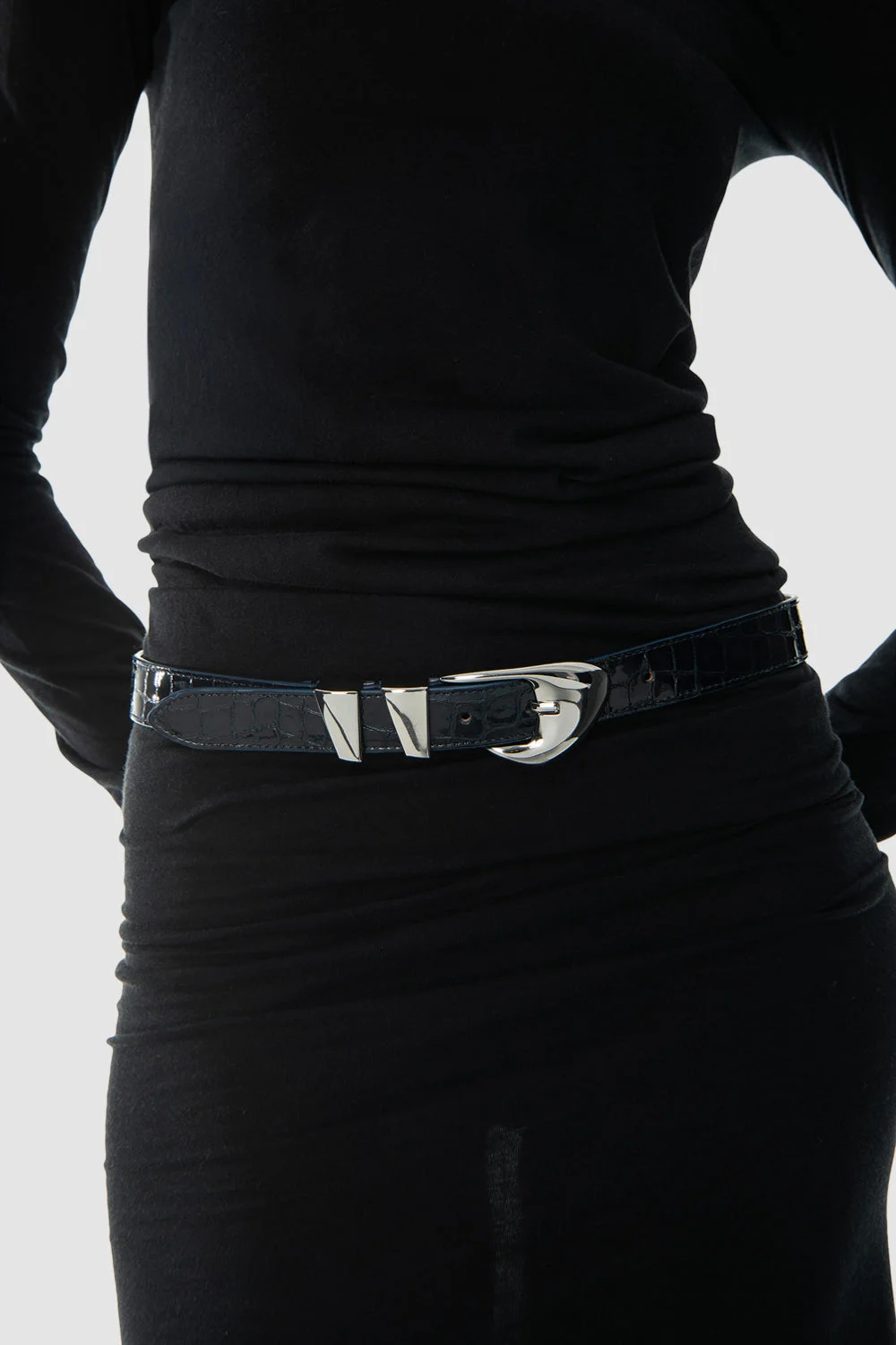 Moore Croco Embossed Belt - 1