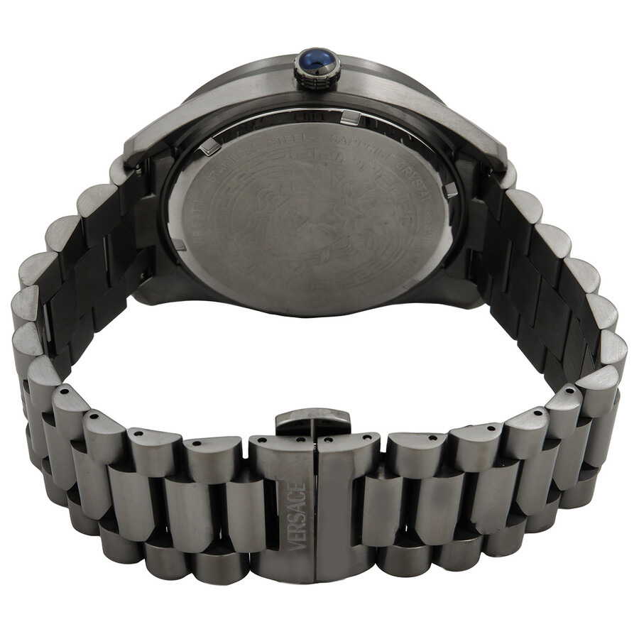 Versace V-Dome Quartz Black Guilloche Dial Men's Watch VE8E00724 - 3