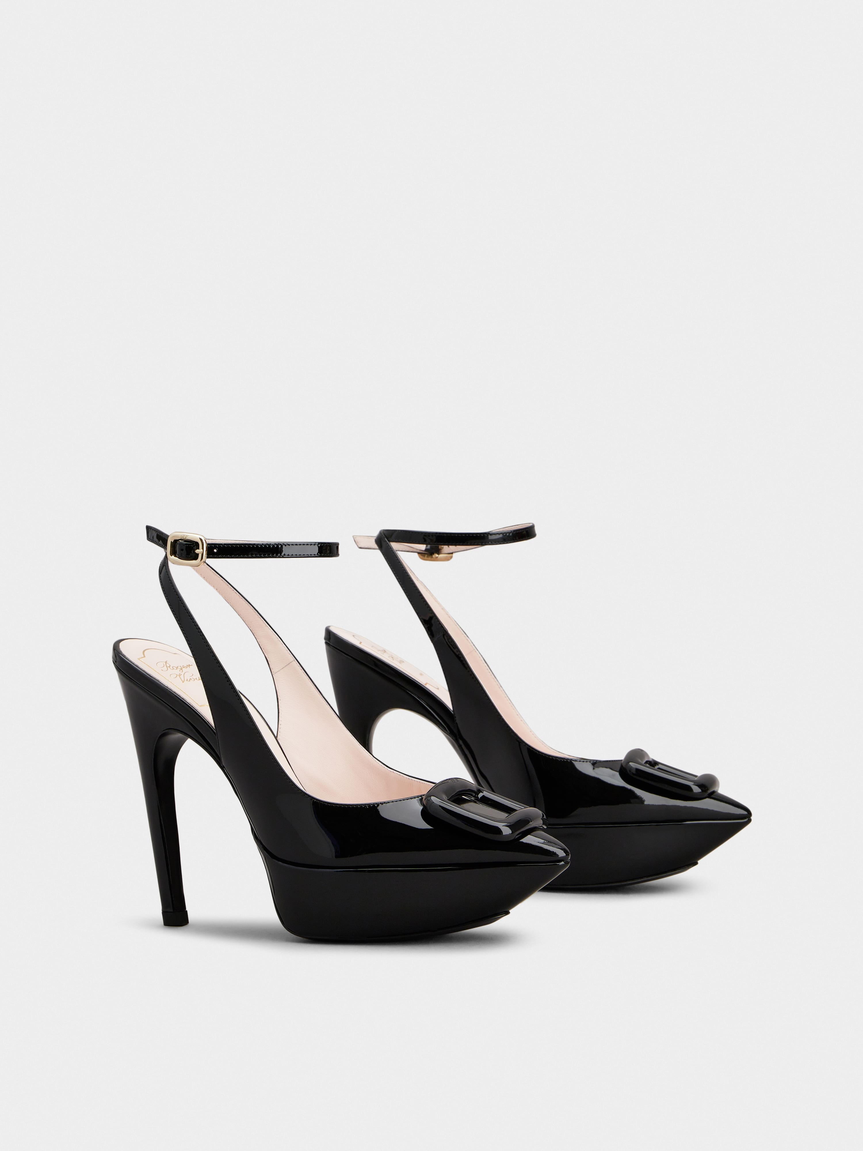 Viv' Choc Lacquered Buckle Slingback Pumps in Patent Leather - 2