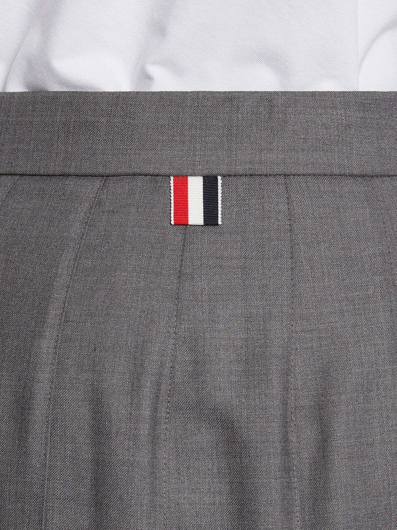 Medium Grey Super 120's Twill Dropped Back Below-the-knee Pleated Skirt 5