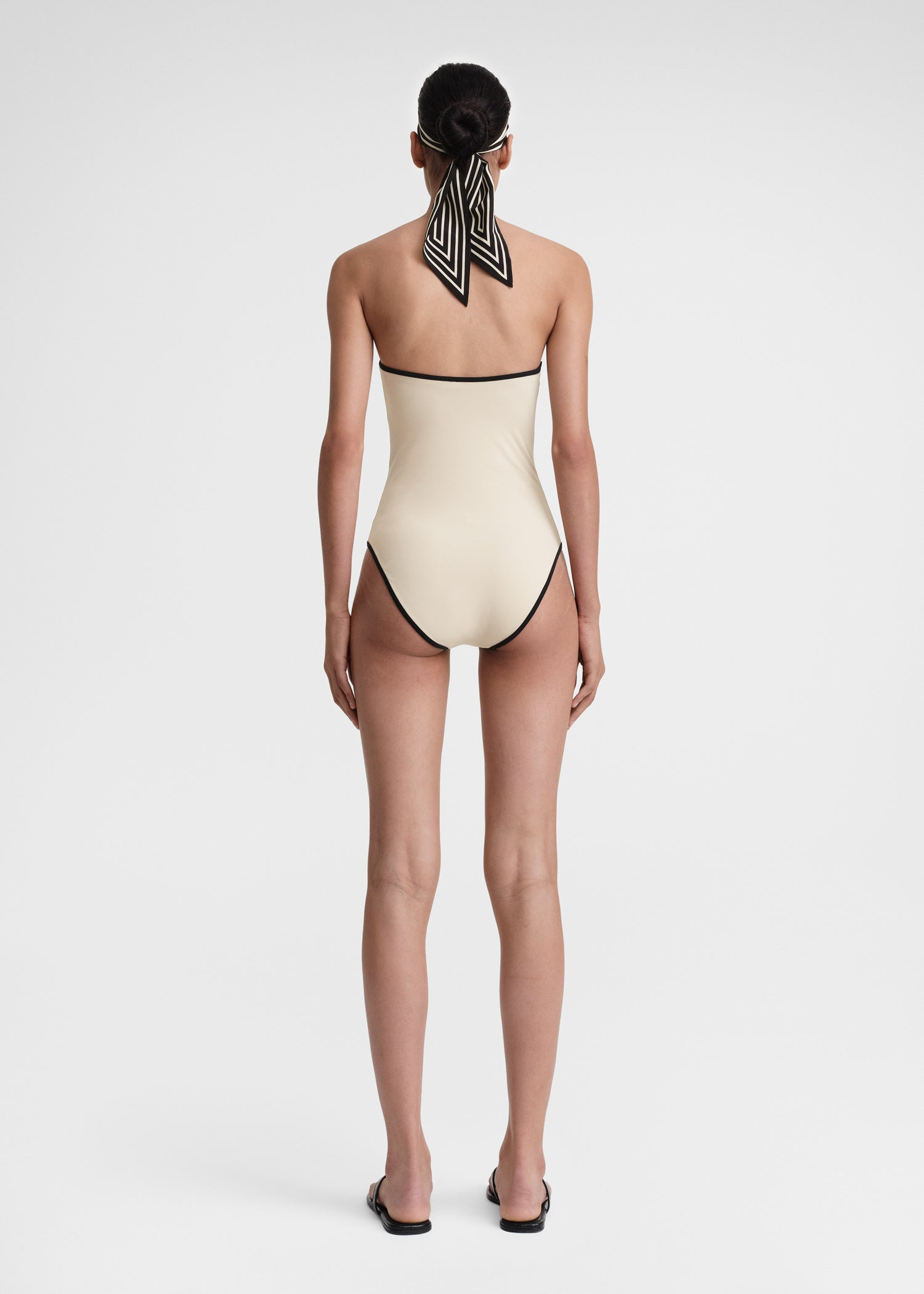 Stripe edge strapless swimsuit light hay - 4