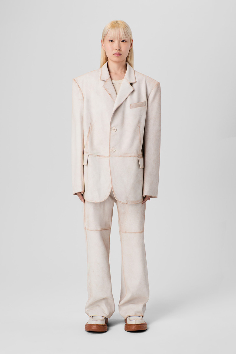 CAMPERLAB White cracked leather blazer outlook
