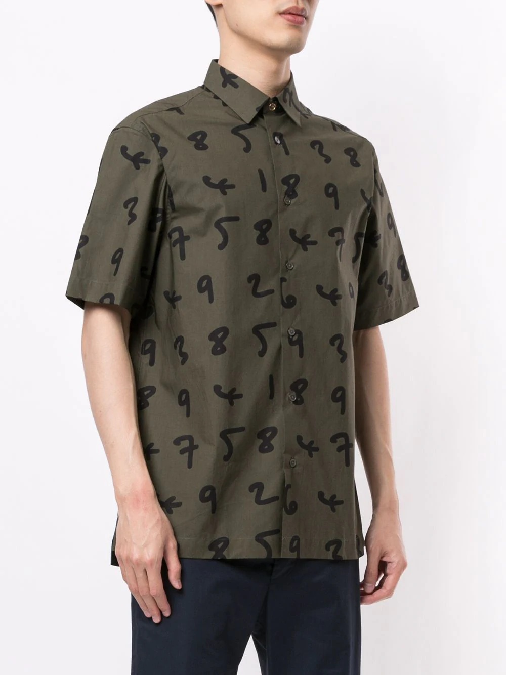 numbers print buttoned cotton shirt - 3