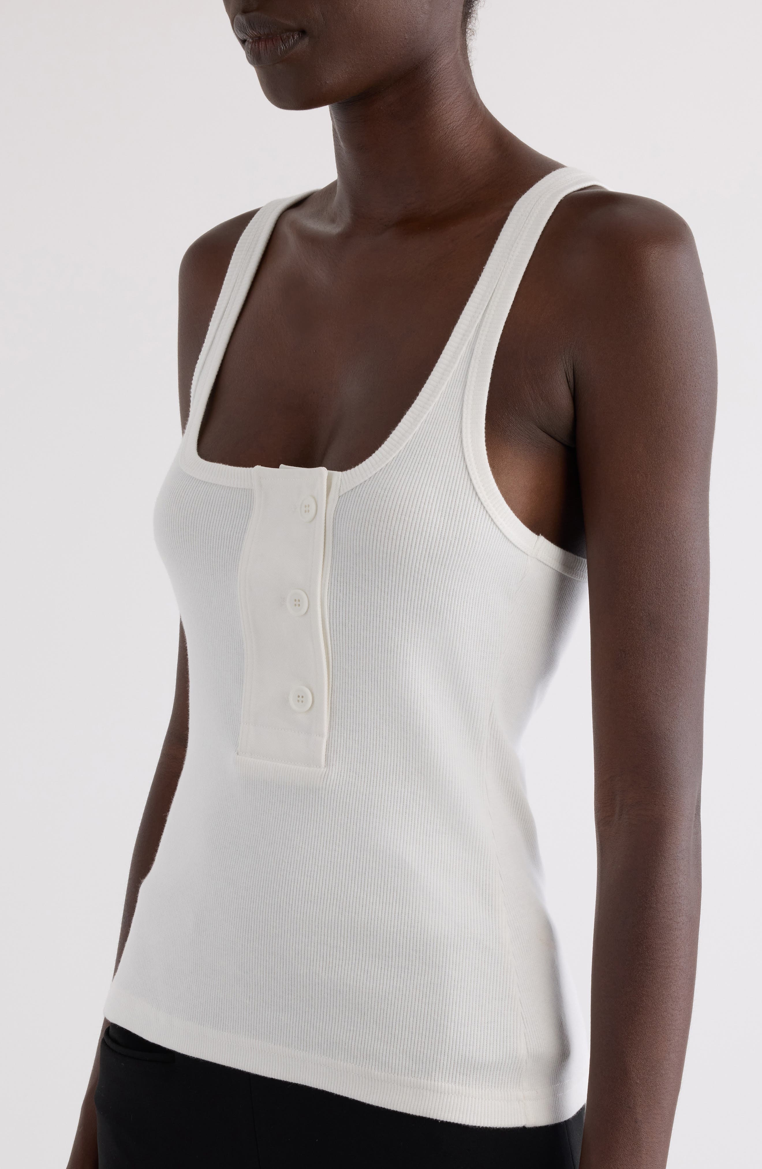 Courrèges Oblique Snaps '90s Rib Tank in Heritage White at Nordstrom - 5