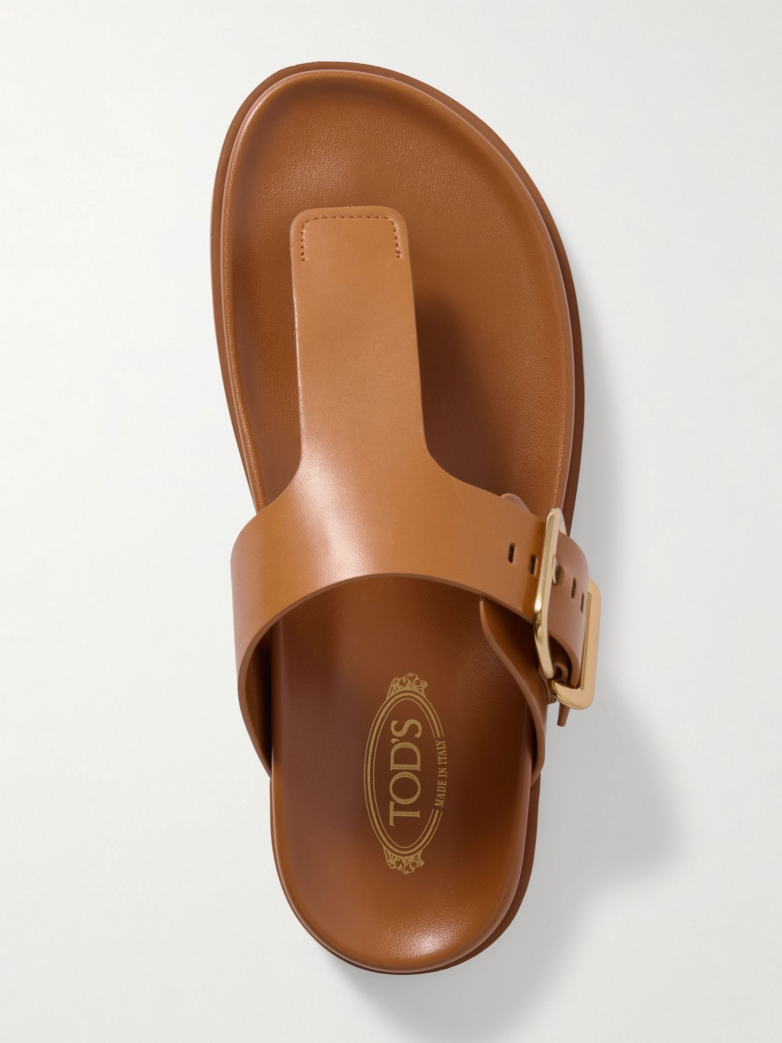 Buckled leather sandals Tan - 5