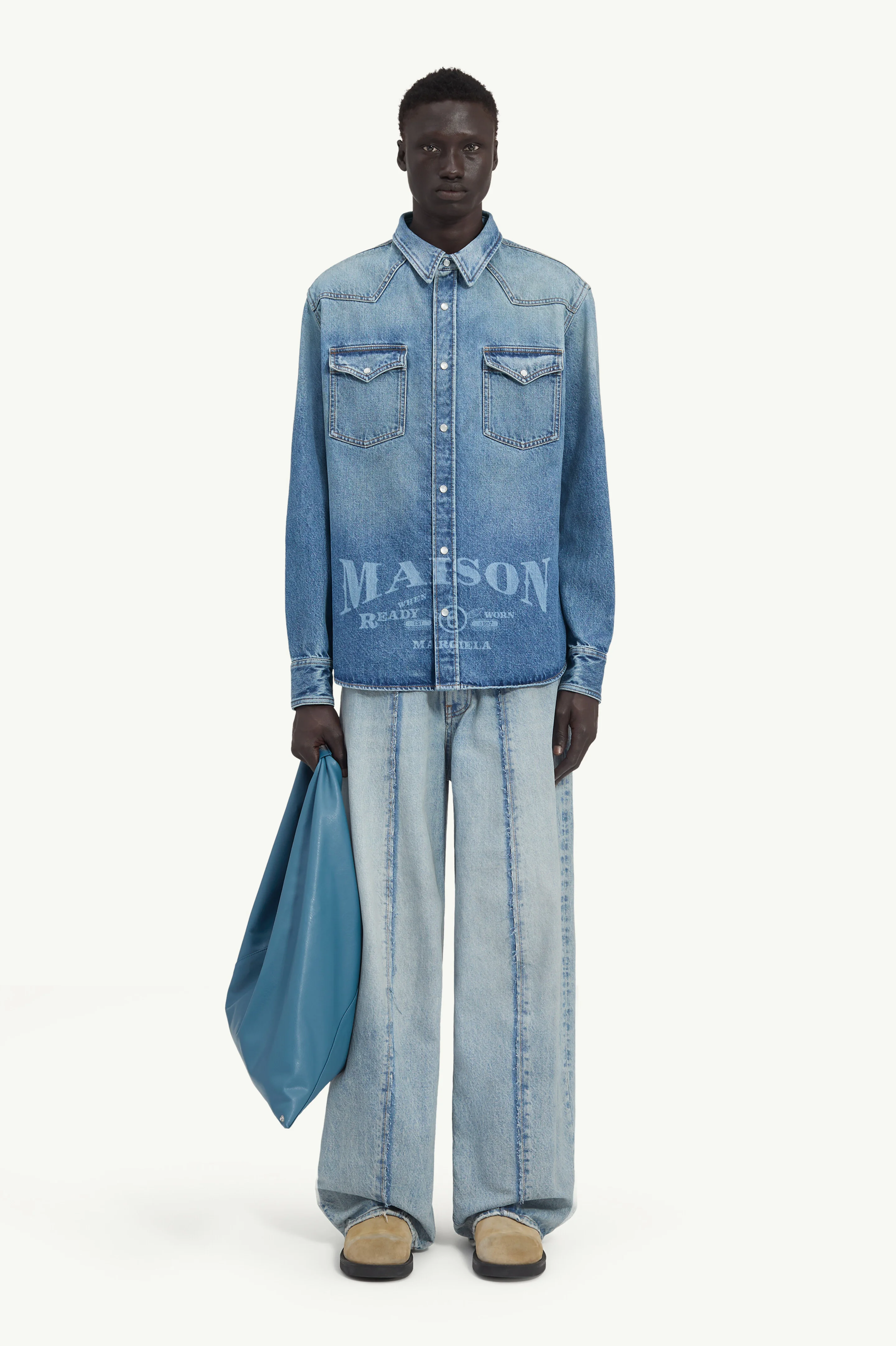 Laser-printed denim shirt - 1