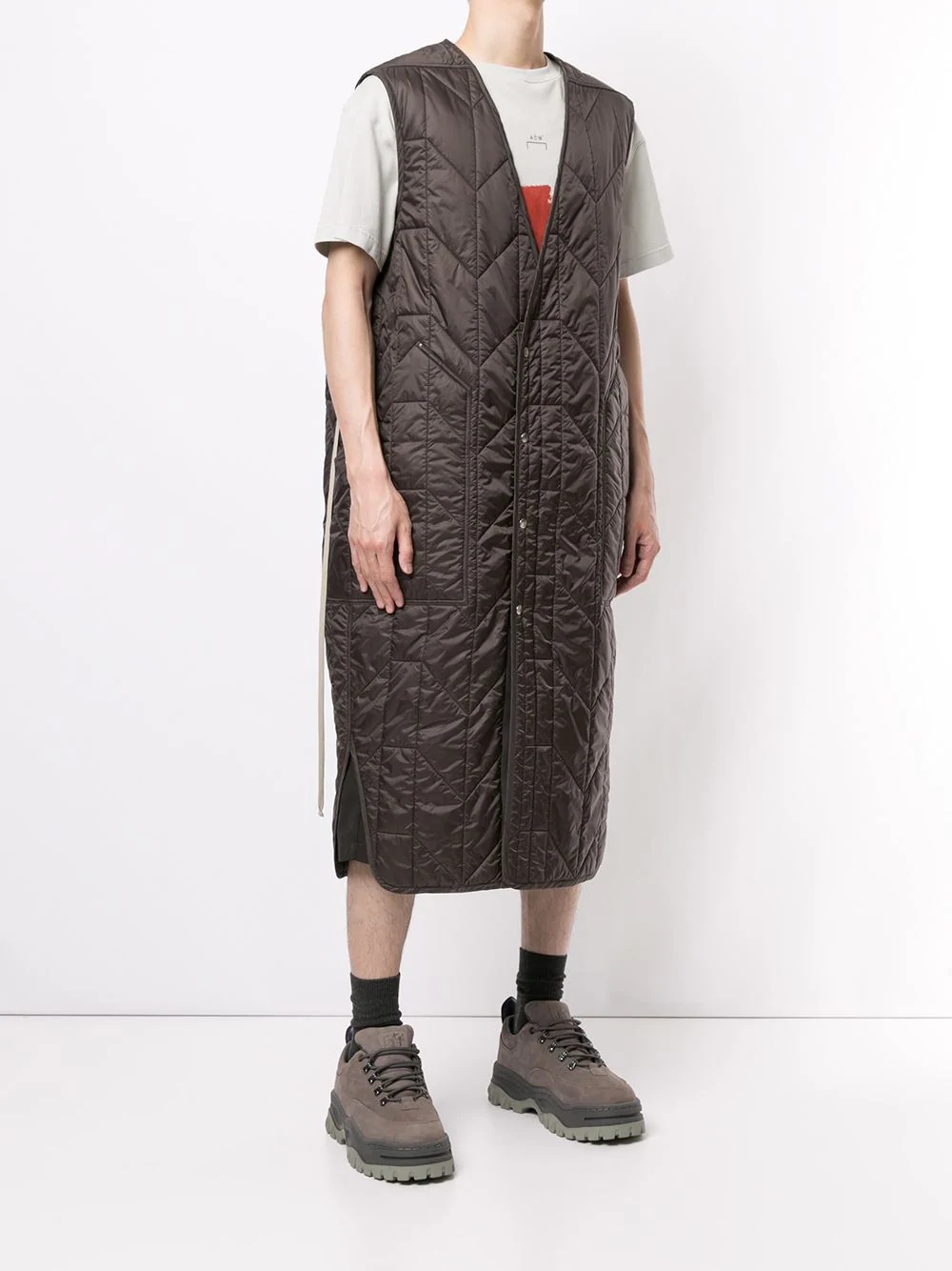 quilted button gilet - 3