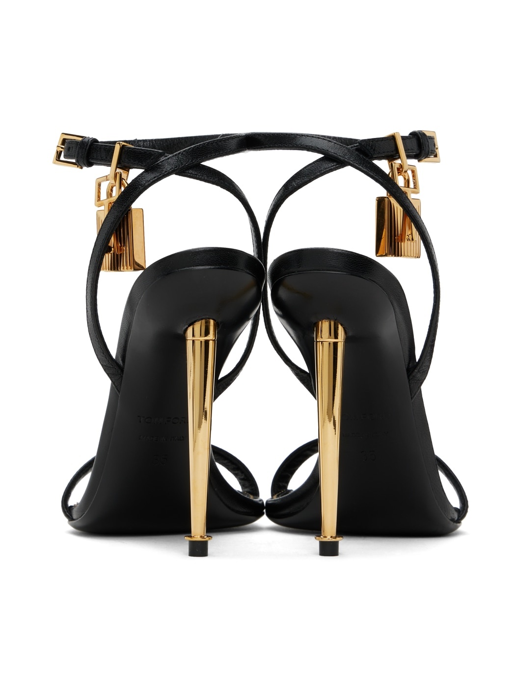 Black Padlock Heeled Sandals - 2