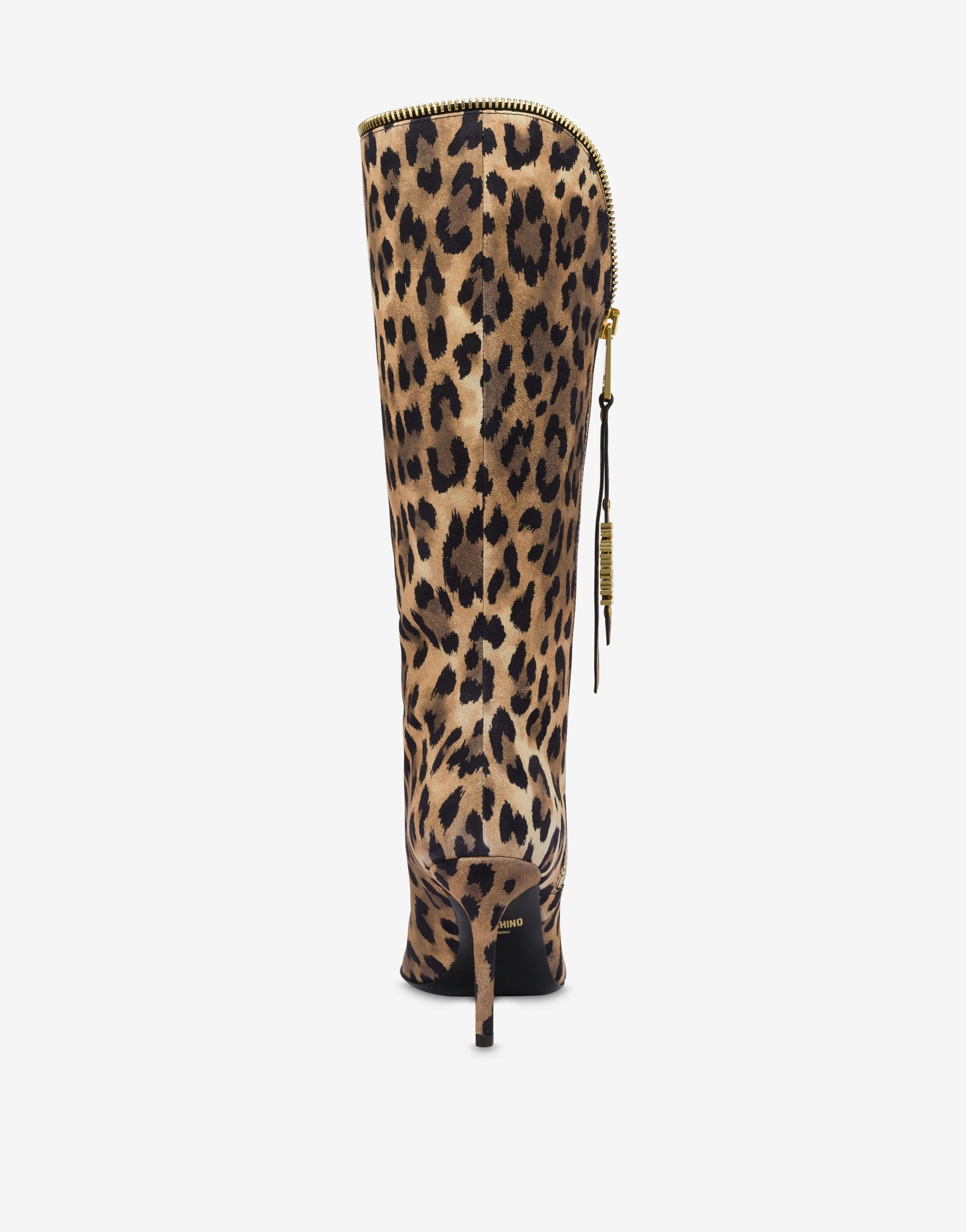 SUEDE BOOTS LEOPARD PRINT MOSCHINO ZIP - 3