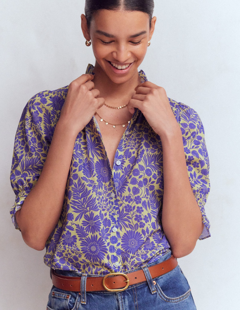 Heather Smocked Sleeve Top-Han Purple, Flowerbed Bloom 5