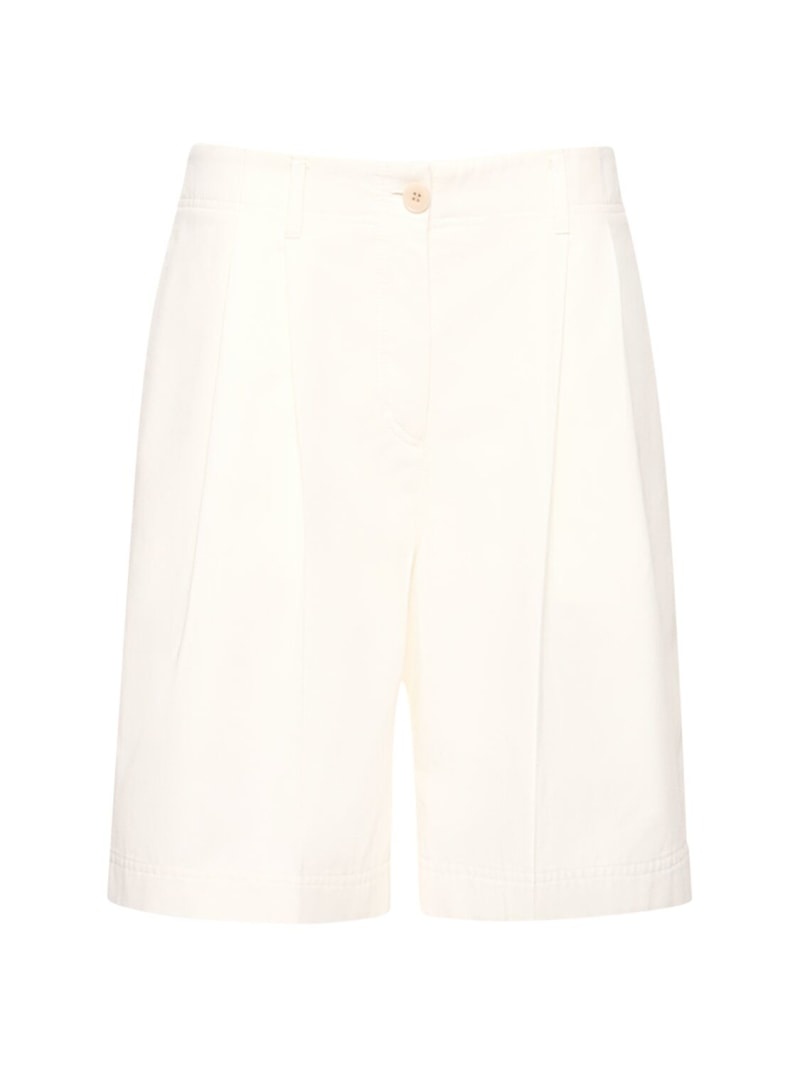 Relaxed pleated twill cotton shorts - 1