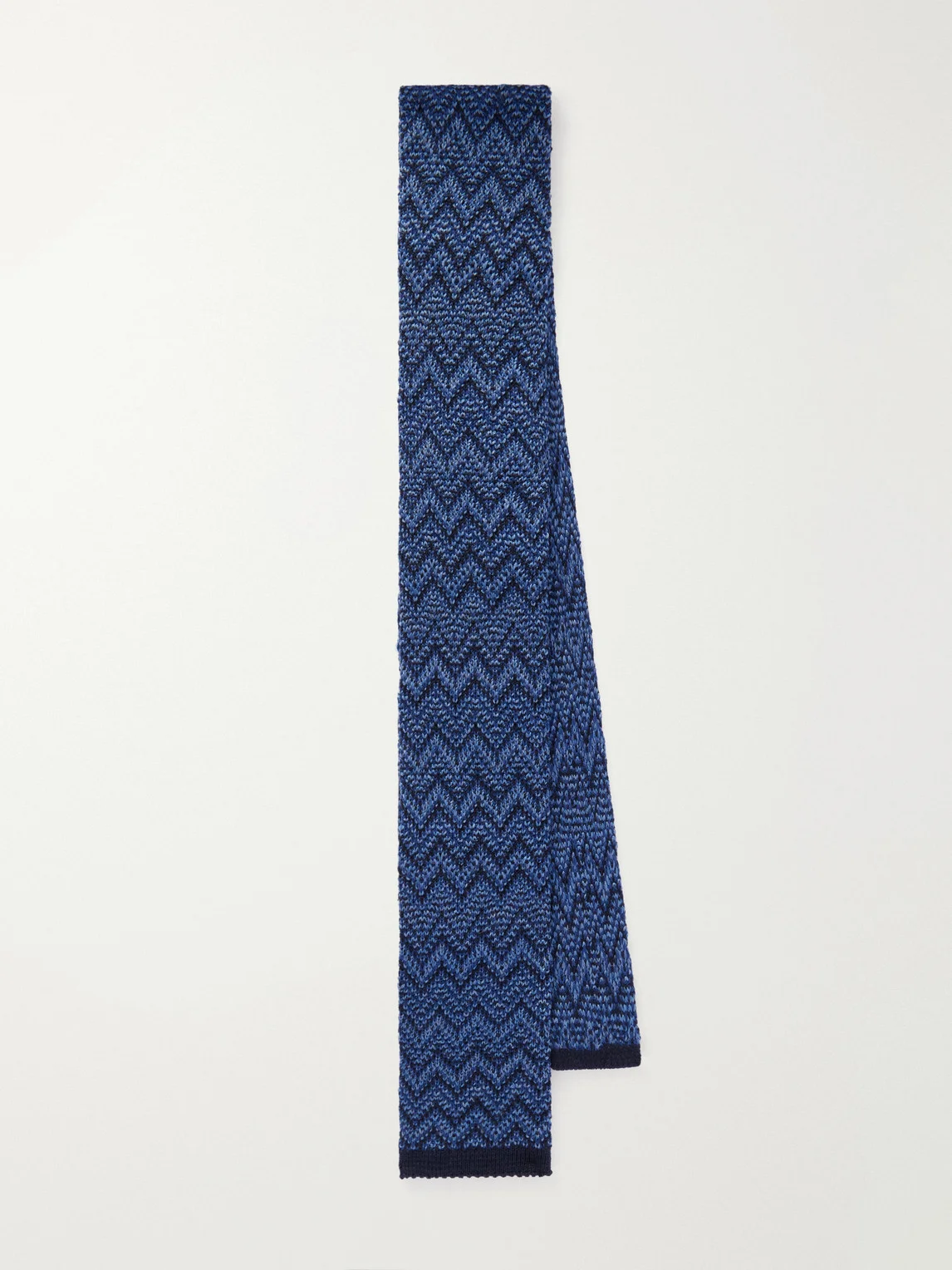 Striped Crochet-Knit Wool And Silk-Blend Tie - 1