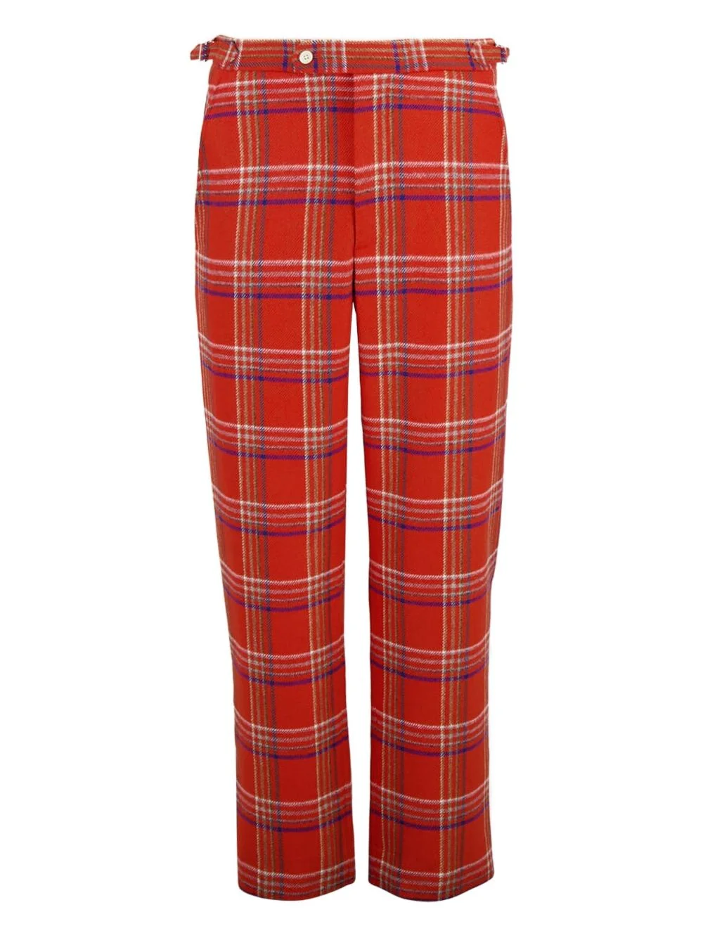 plaid-pattern gable trousers - 1