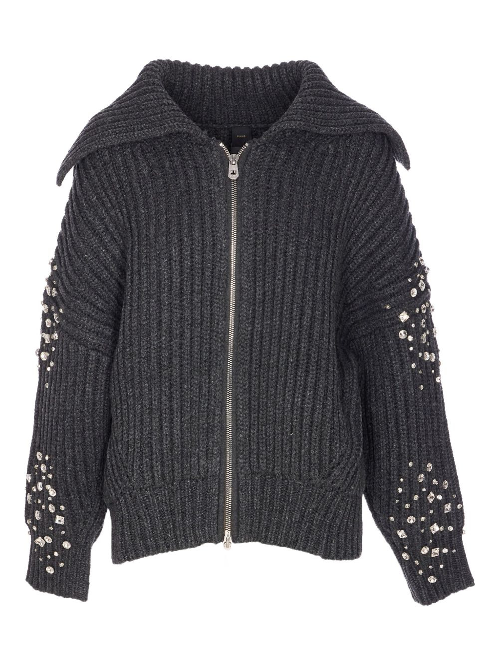 crystal-embellished ribbed cardigan - 1