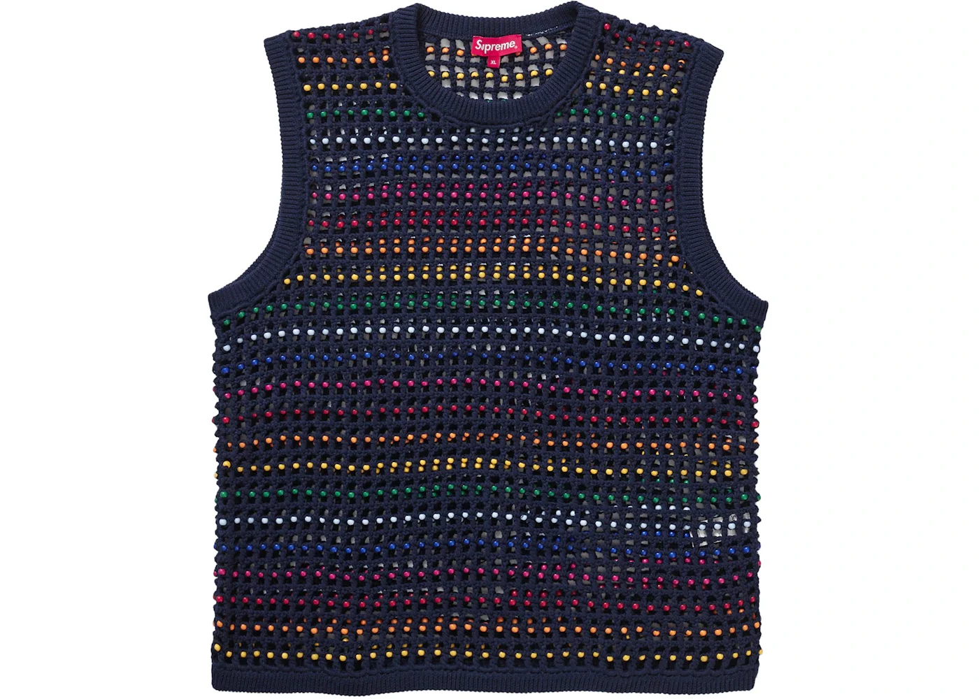 Supreme Beaded Sweater Vest Navy - 1
