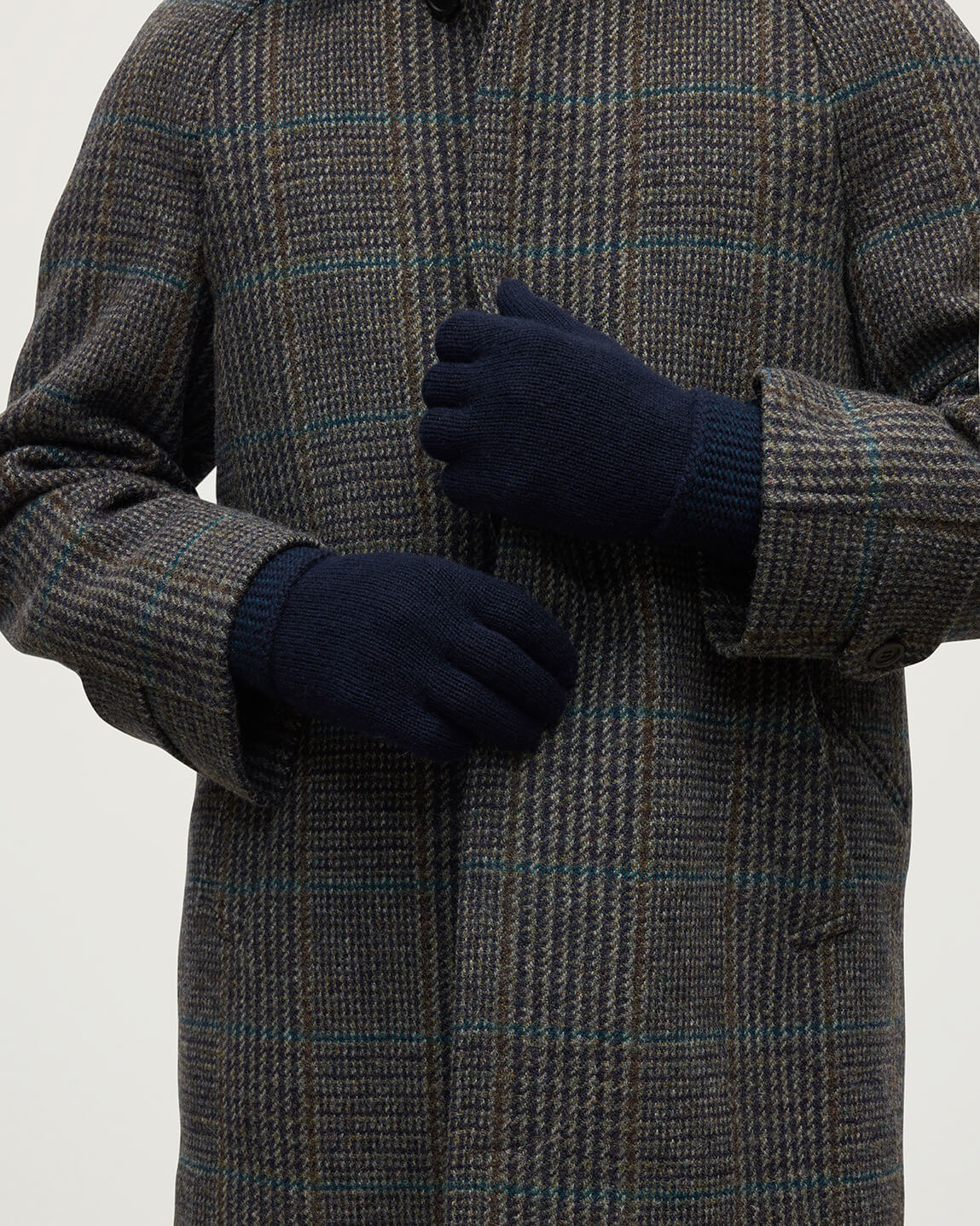 Seed Stitch Navy Cashmere Gloves - 2