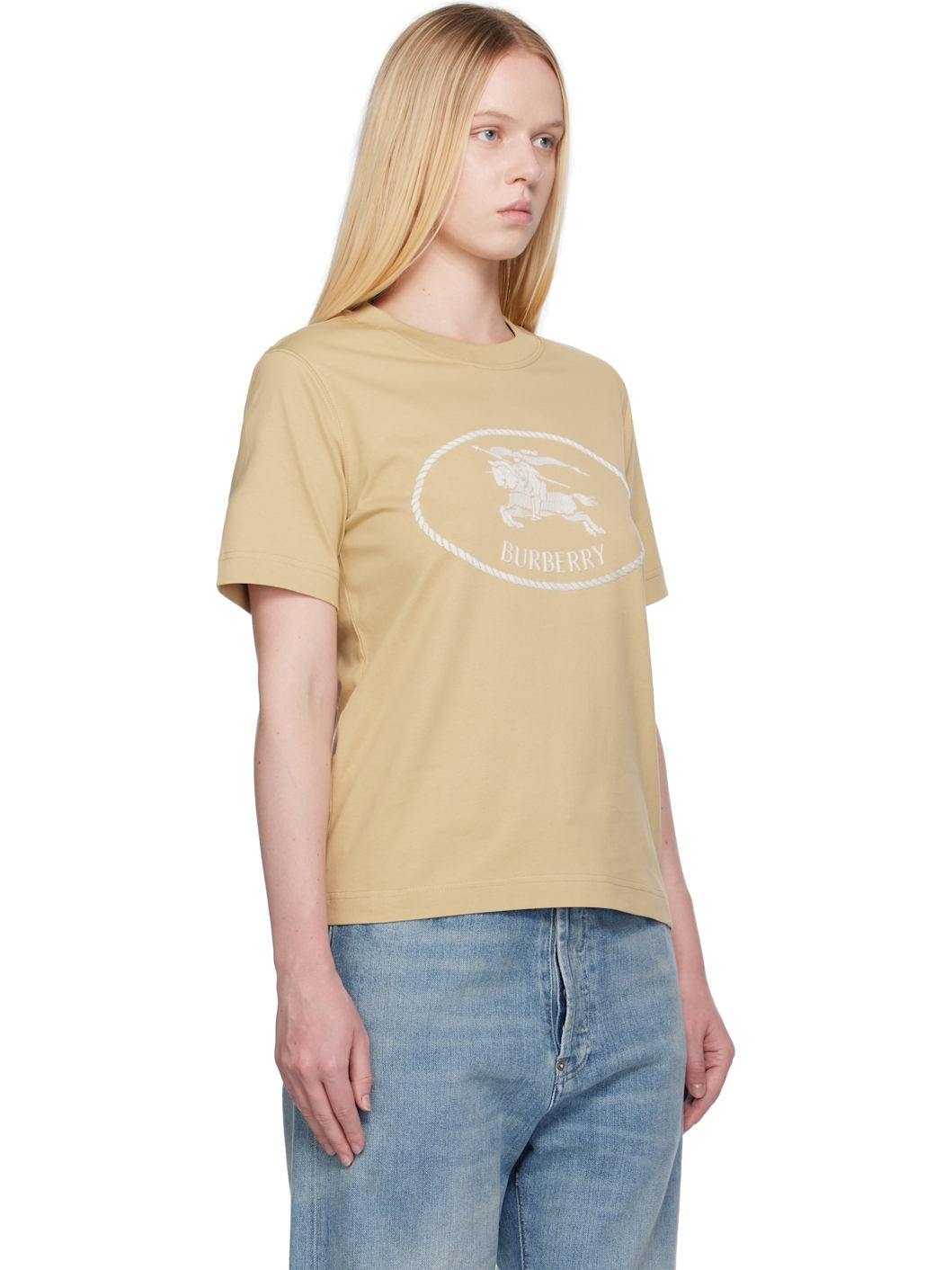 Tan Knight Stamp Cotton T-shirt - 2