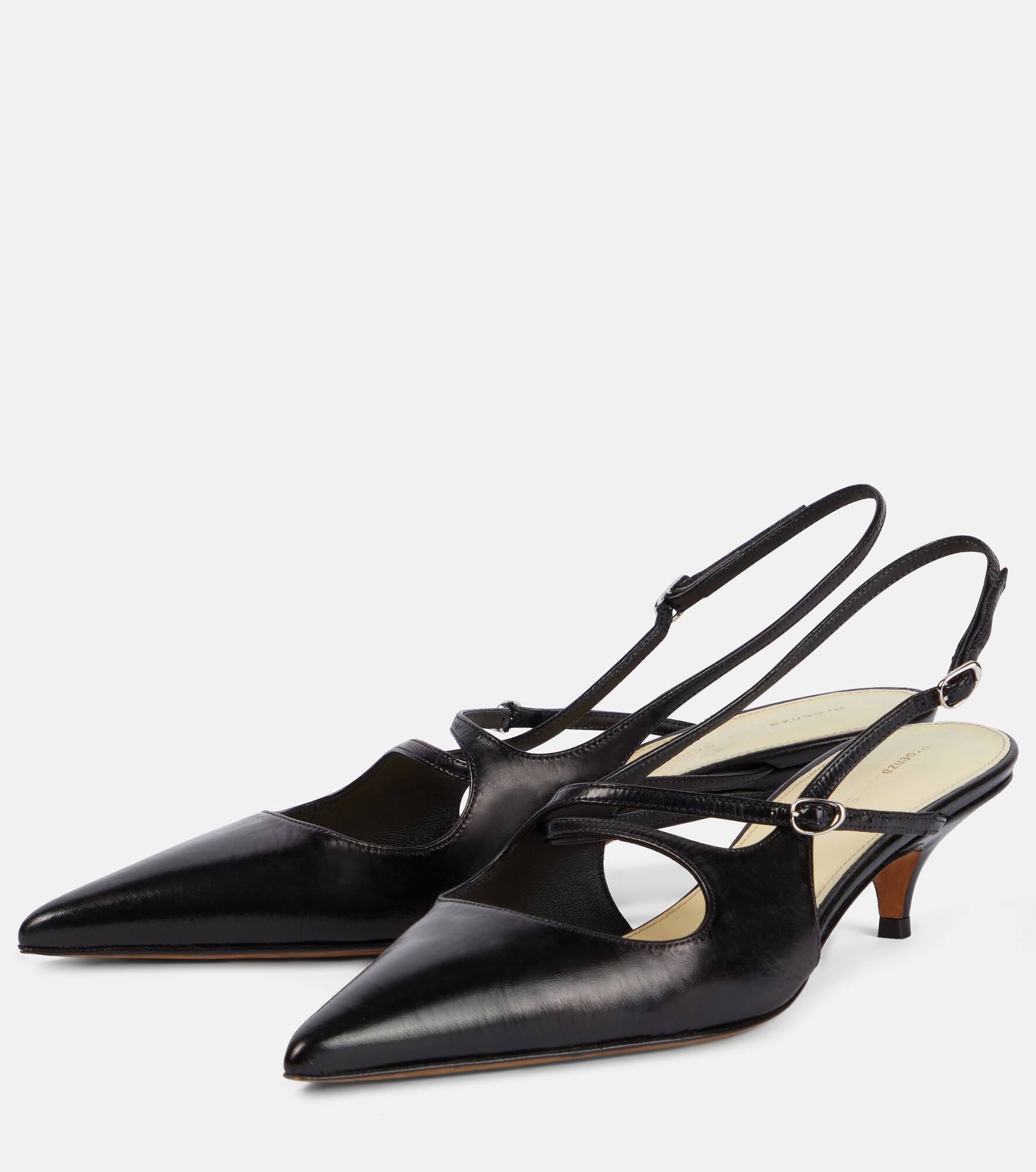 Slash leather slingback pumps - 4