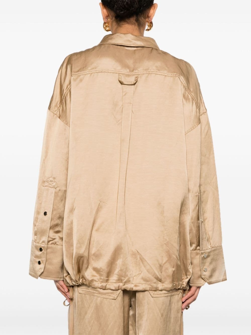 drawstring-hem shirt jacket - 4