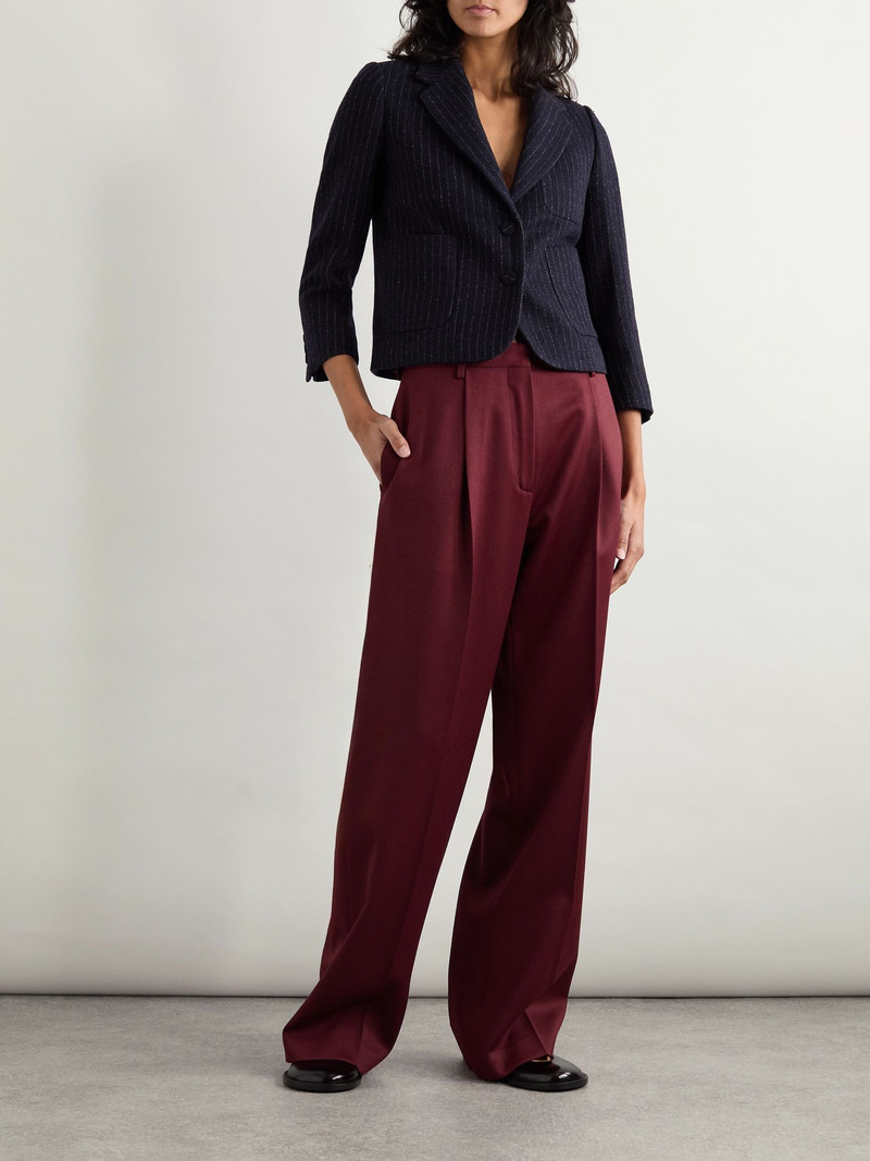 Dries Van Noten Cropped pinstriped wool blazer Navy outlook