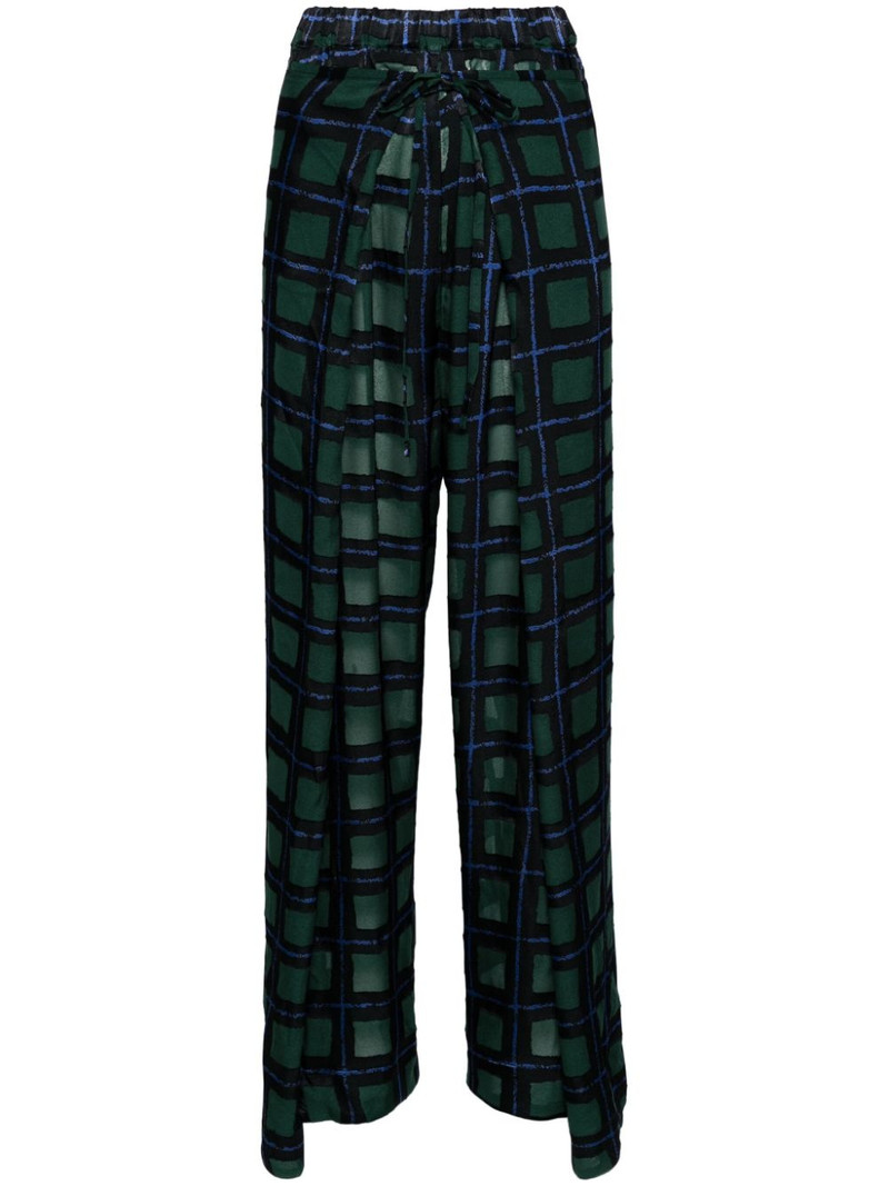 check-pattern straight trousers 1