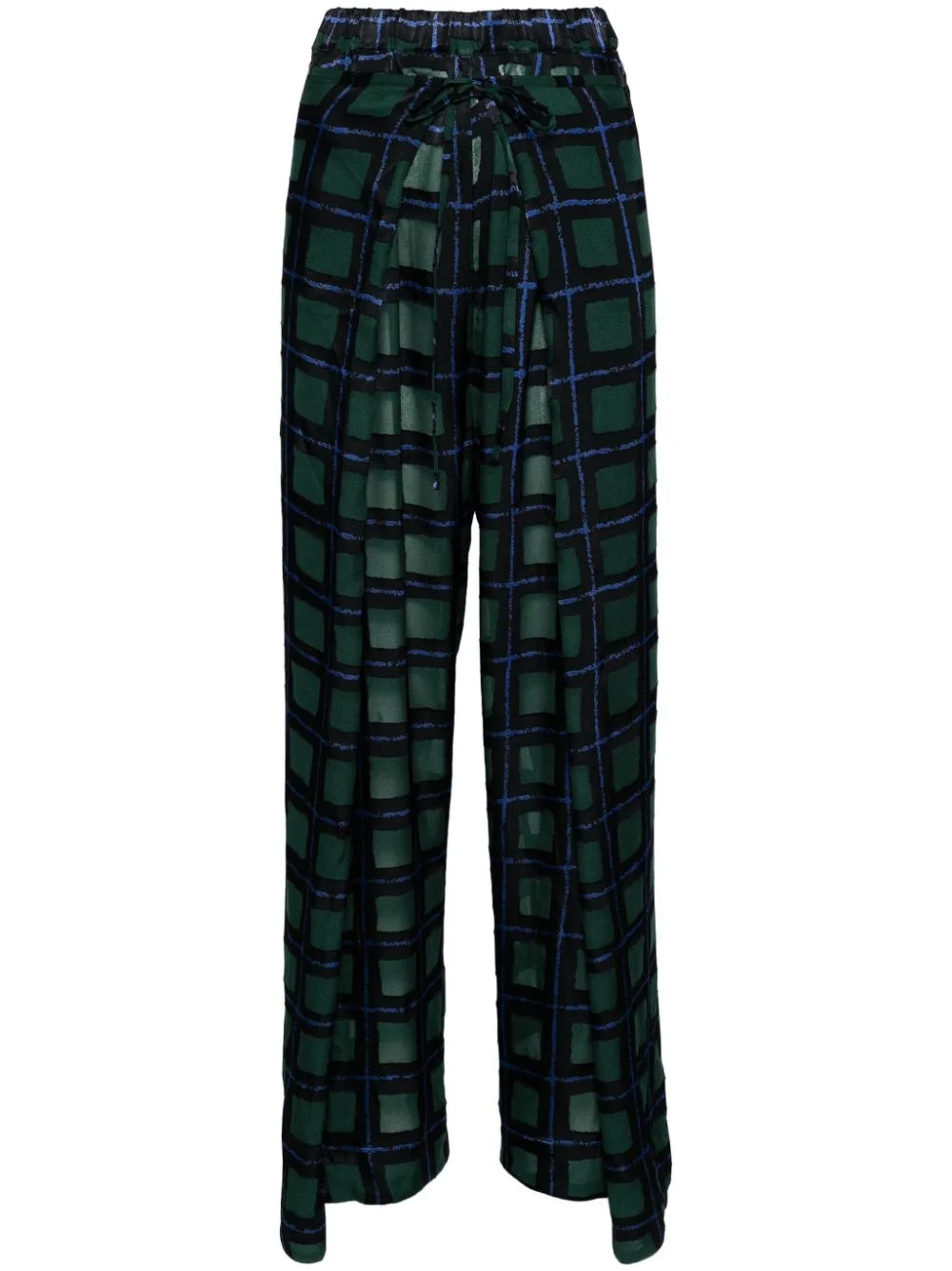 check-pattern straight trousers - 1