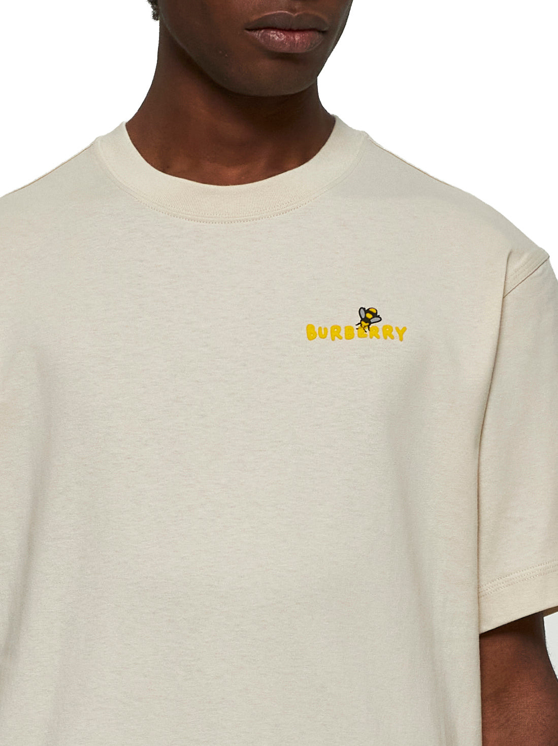 Beige cotton bee print T-shirt - 4