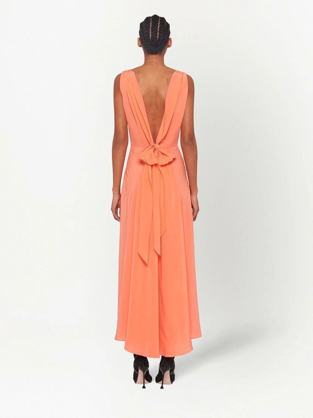 gathered-bodice silk dress - 4