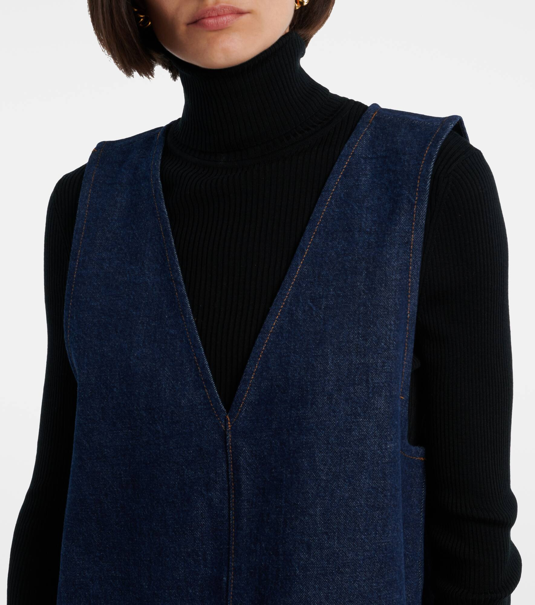 Pinafore cotton denim minidress - 4