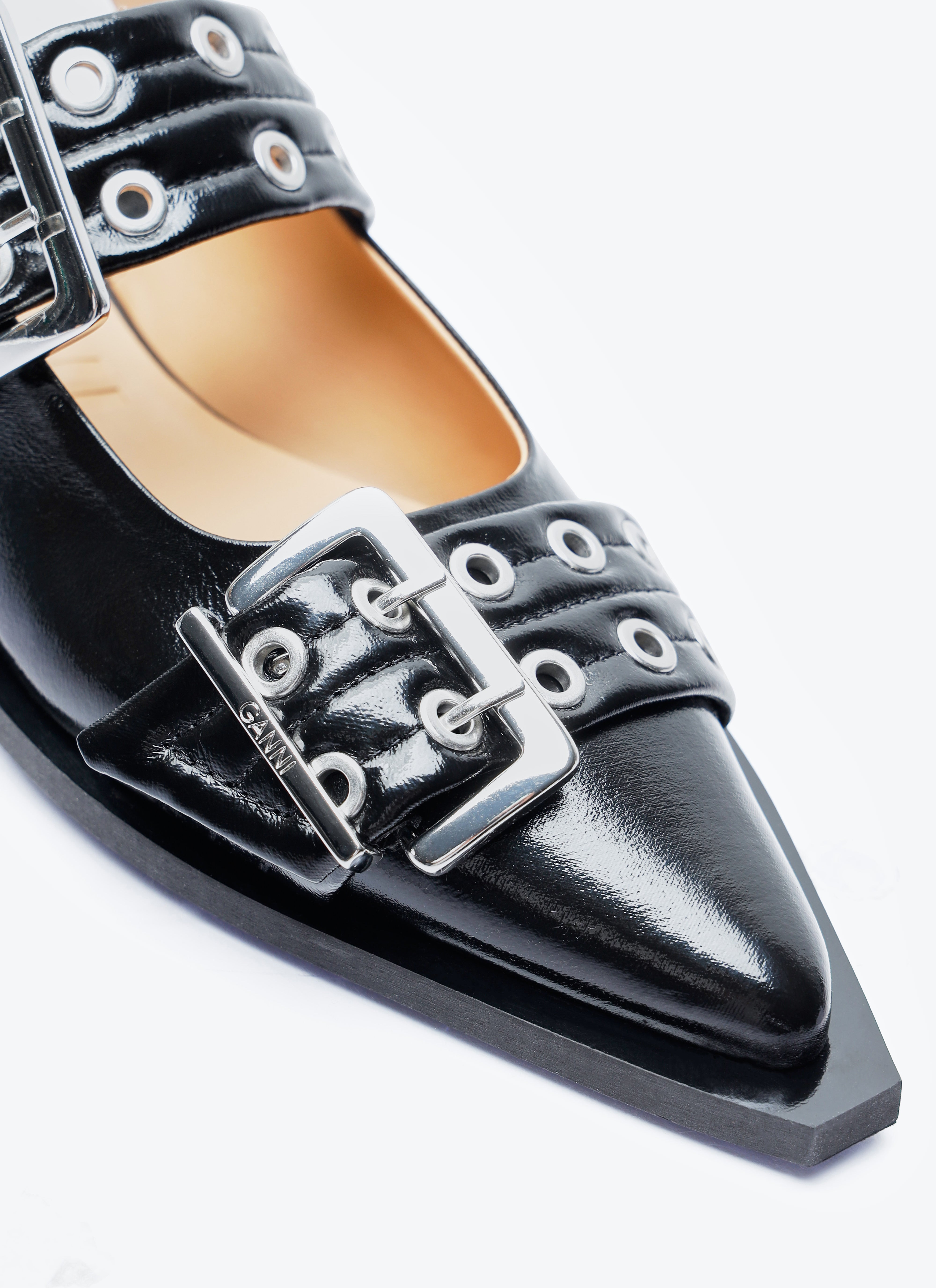 Ganni Women Feminine Buckle Ballerina Flats - 2
