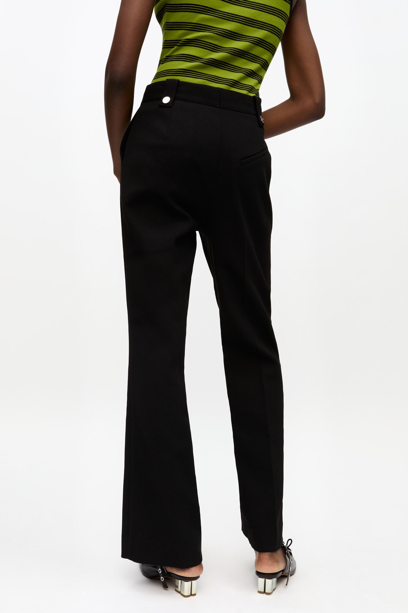 BLACK BONDED CREPE PANTS - 4