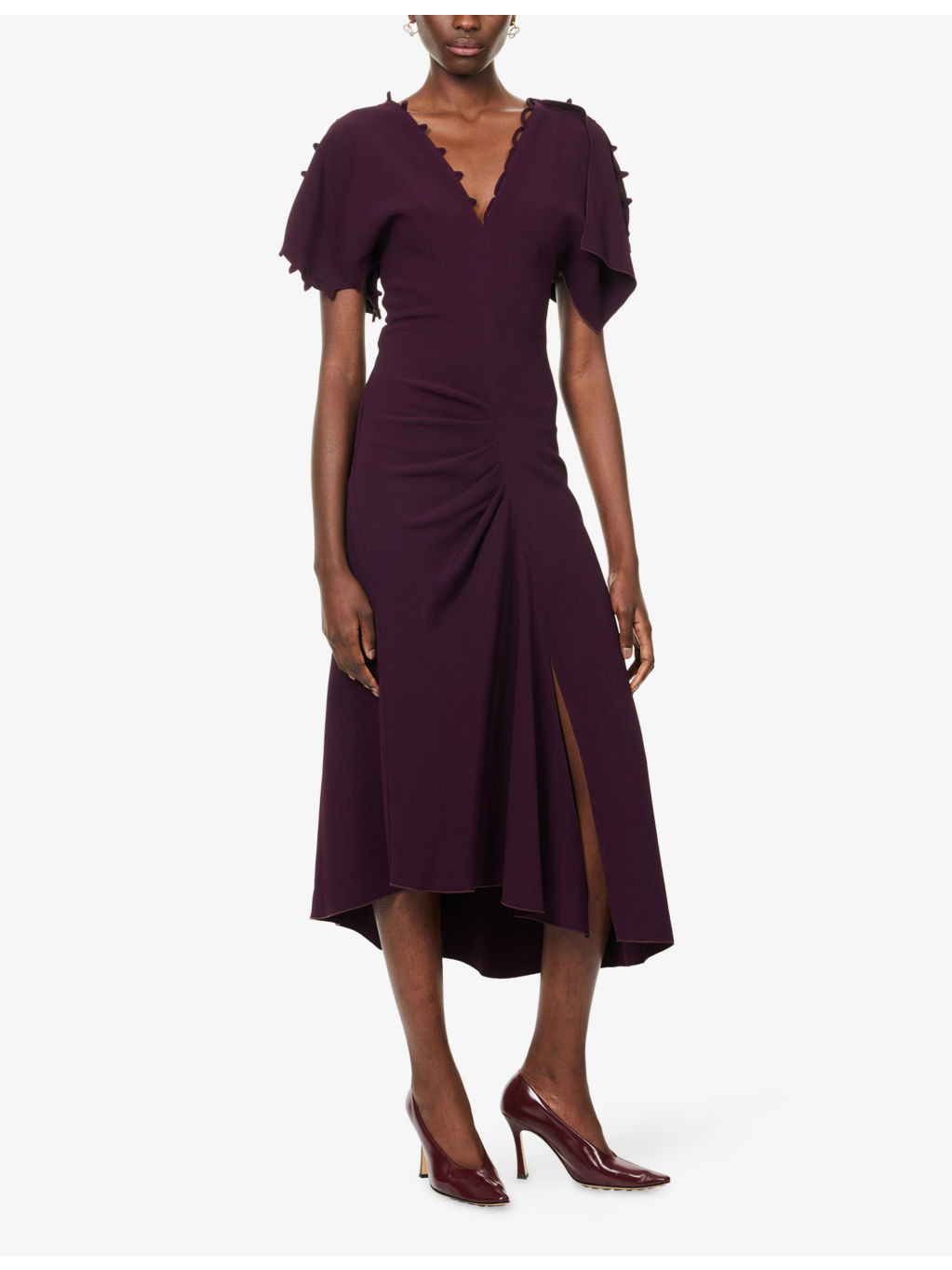 Regular-Fit V-Neck Stretch-Woven Midi Dress - 3