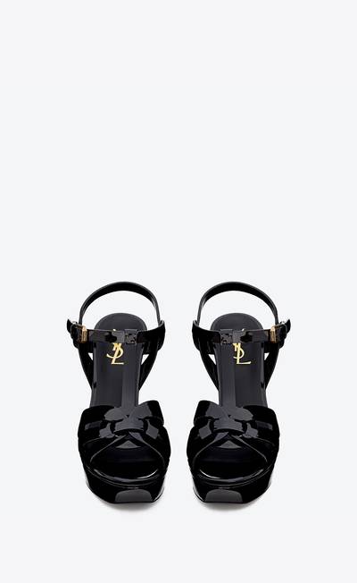 SAINT LAURENT tribute platform sandals in patent leather outlook