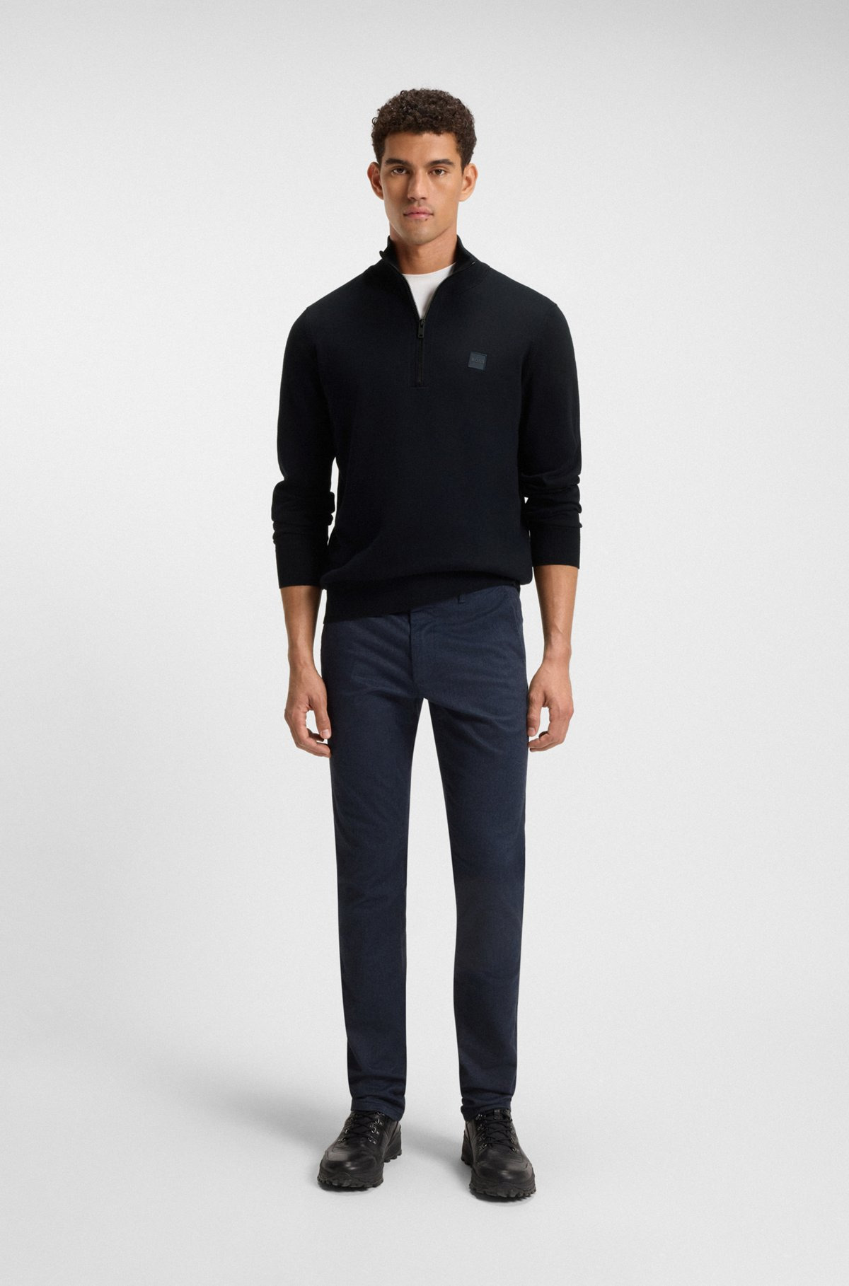 LOGO-PATCH ZIP-NECK SWEATER IN COTTON AND CASHMERE - 4