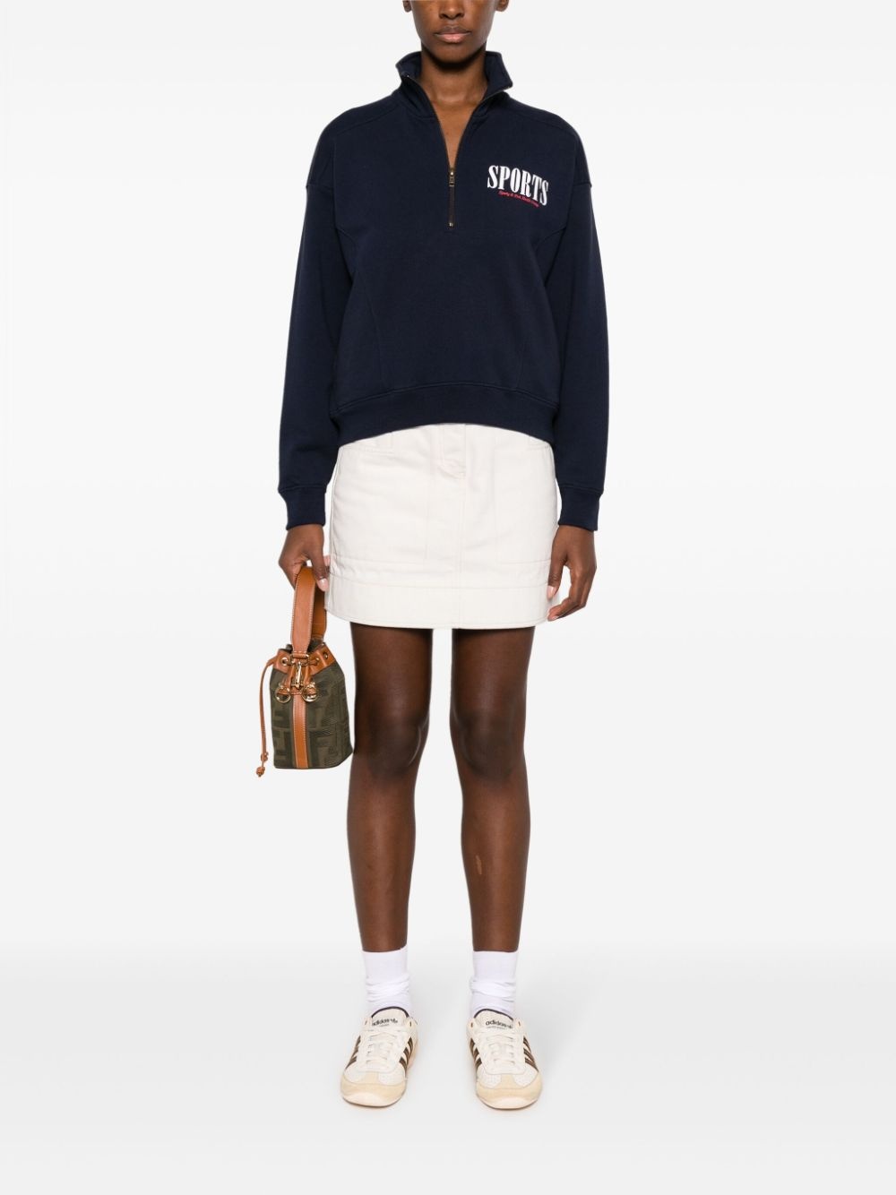 Sporty & Rich logo-print half-zip sweatshirt | REVERSIBLE